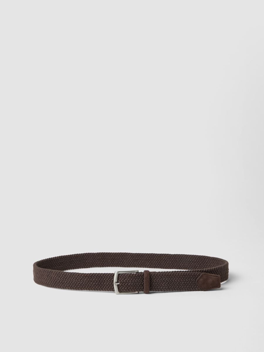 Cintura marrone intrecciata in misto cotone_0