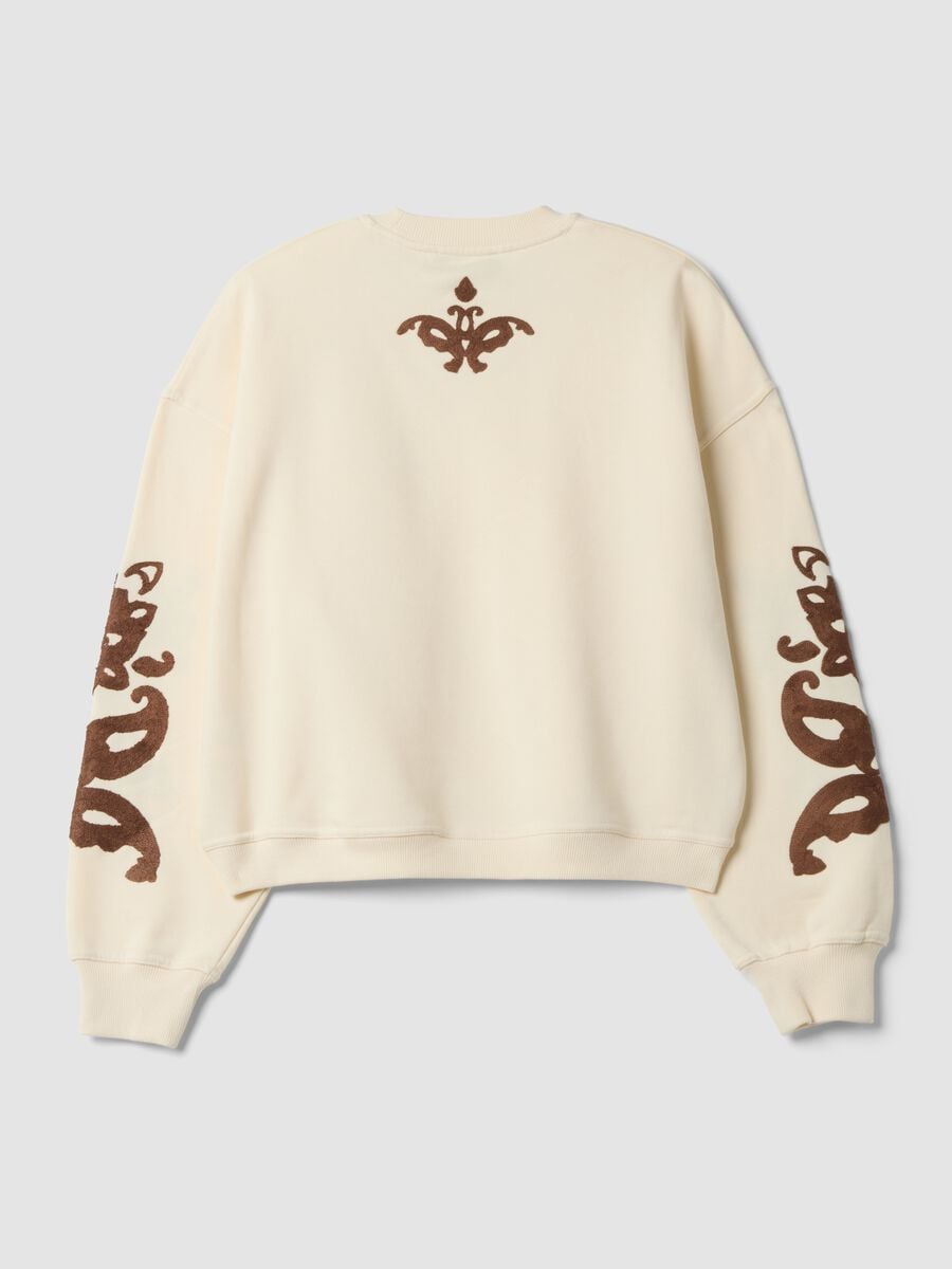 Felpa bianca in misto cotone con ricami regular fit_2