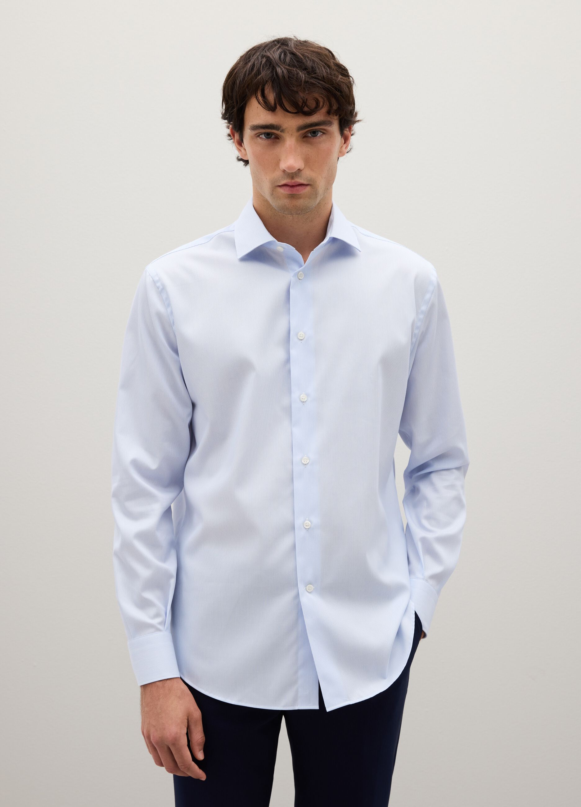 Blue cotton regular fit shirt