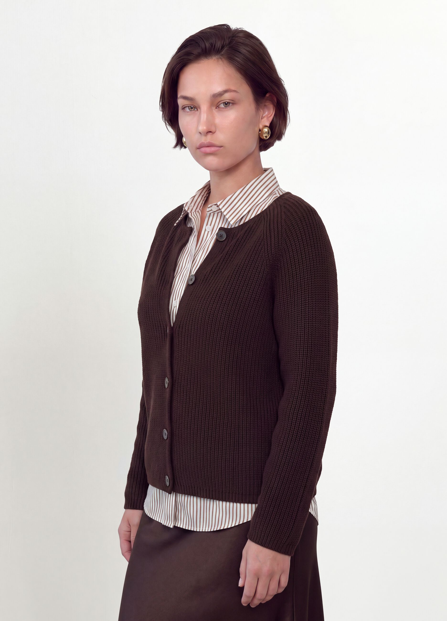 Cardigan multicolor in puro cotone con girocollo regular fit