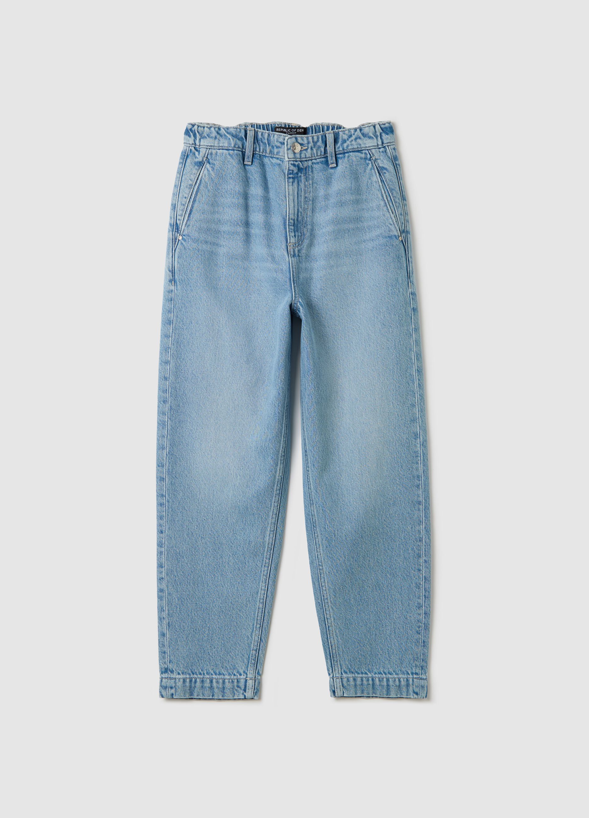 Light blue carrot-fit jeans in cotton