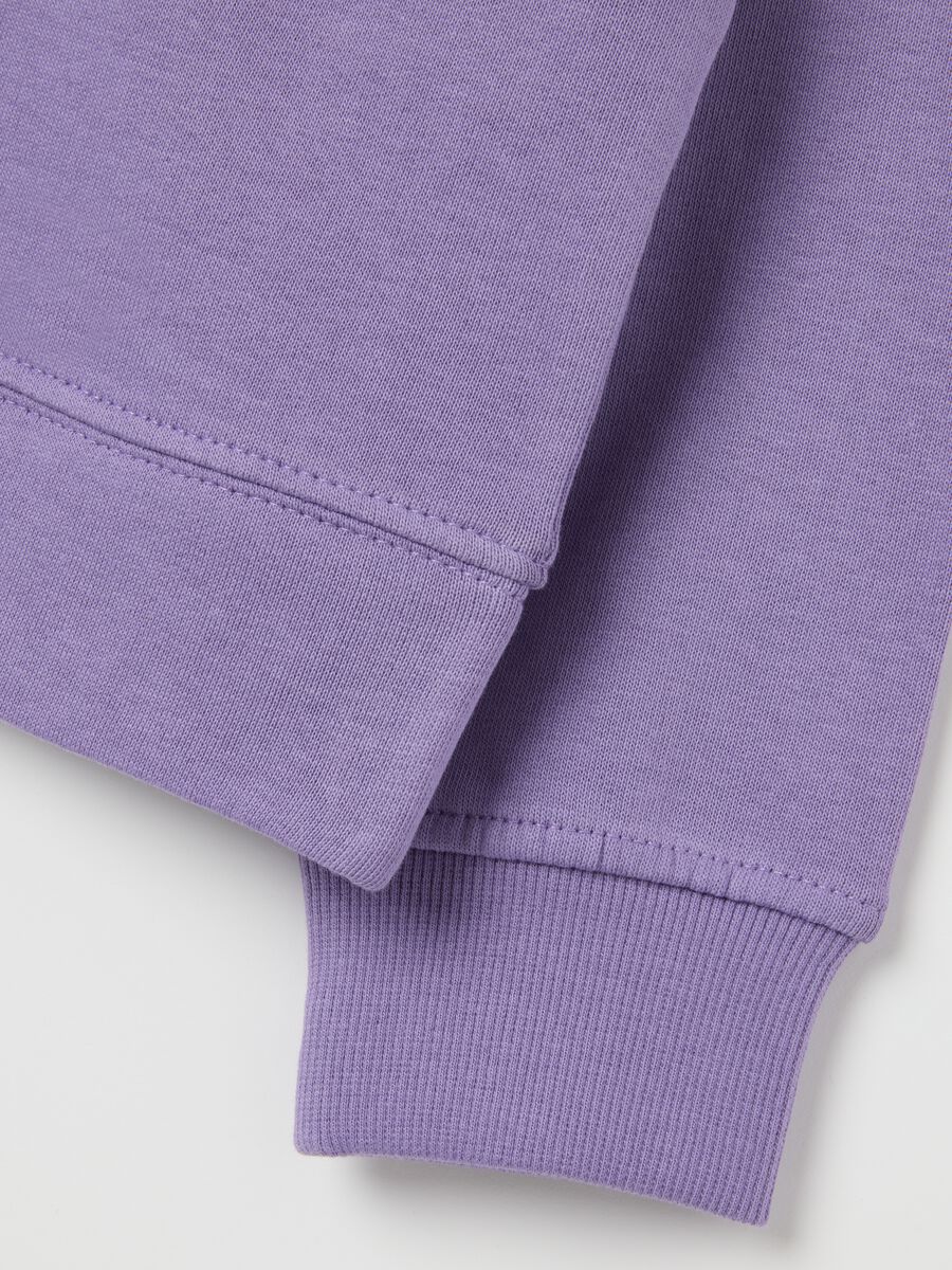 Girls' pure cotton purple sweatshirt with regular fit and rhinestones_2
