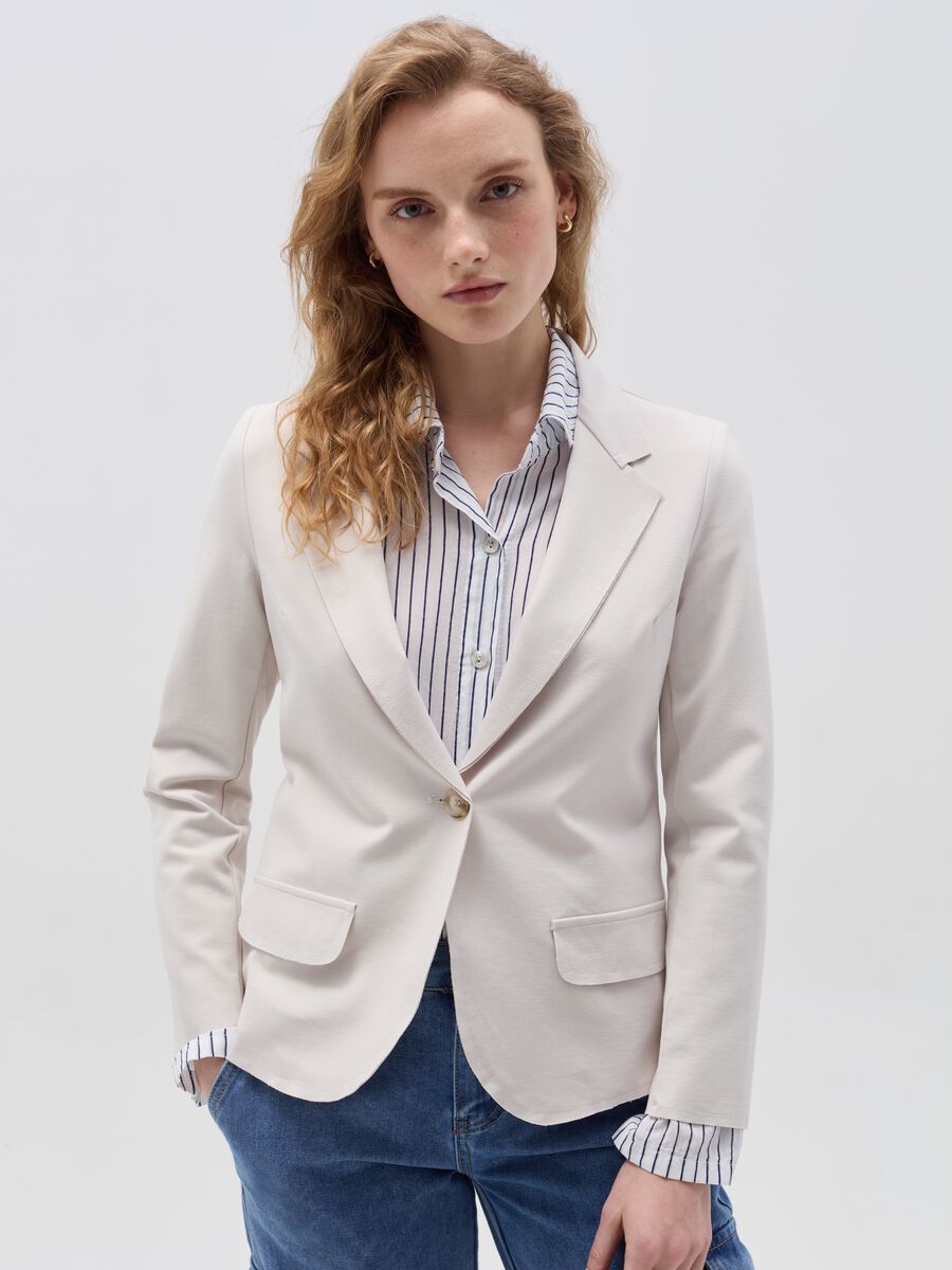 Single-breasted blazer with raw edging_1
