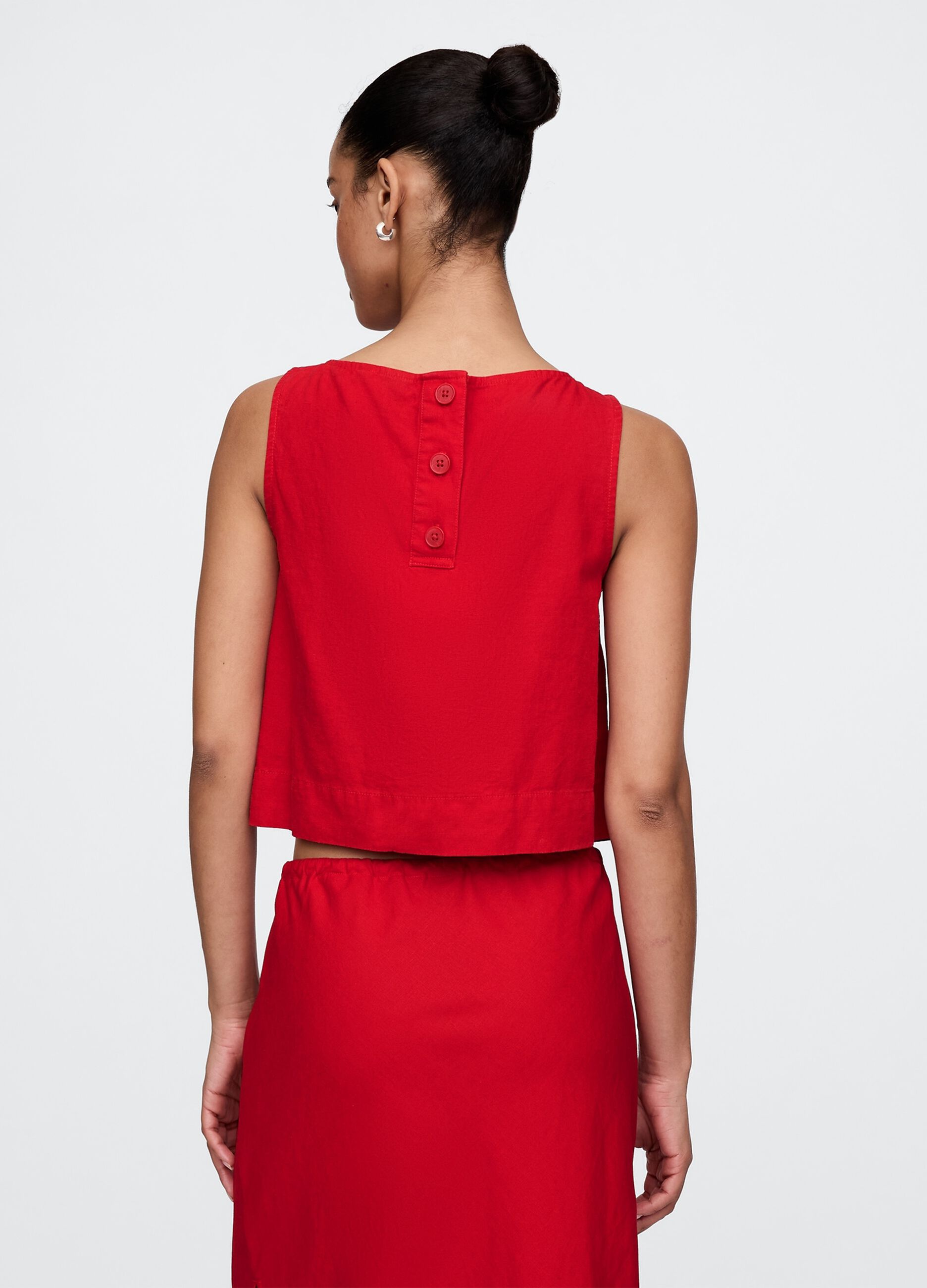 Red Linen and Viscose Tank Top