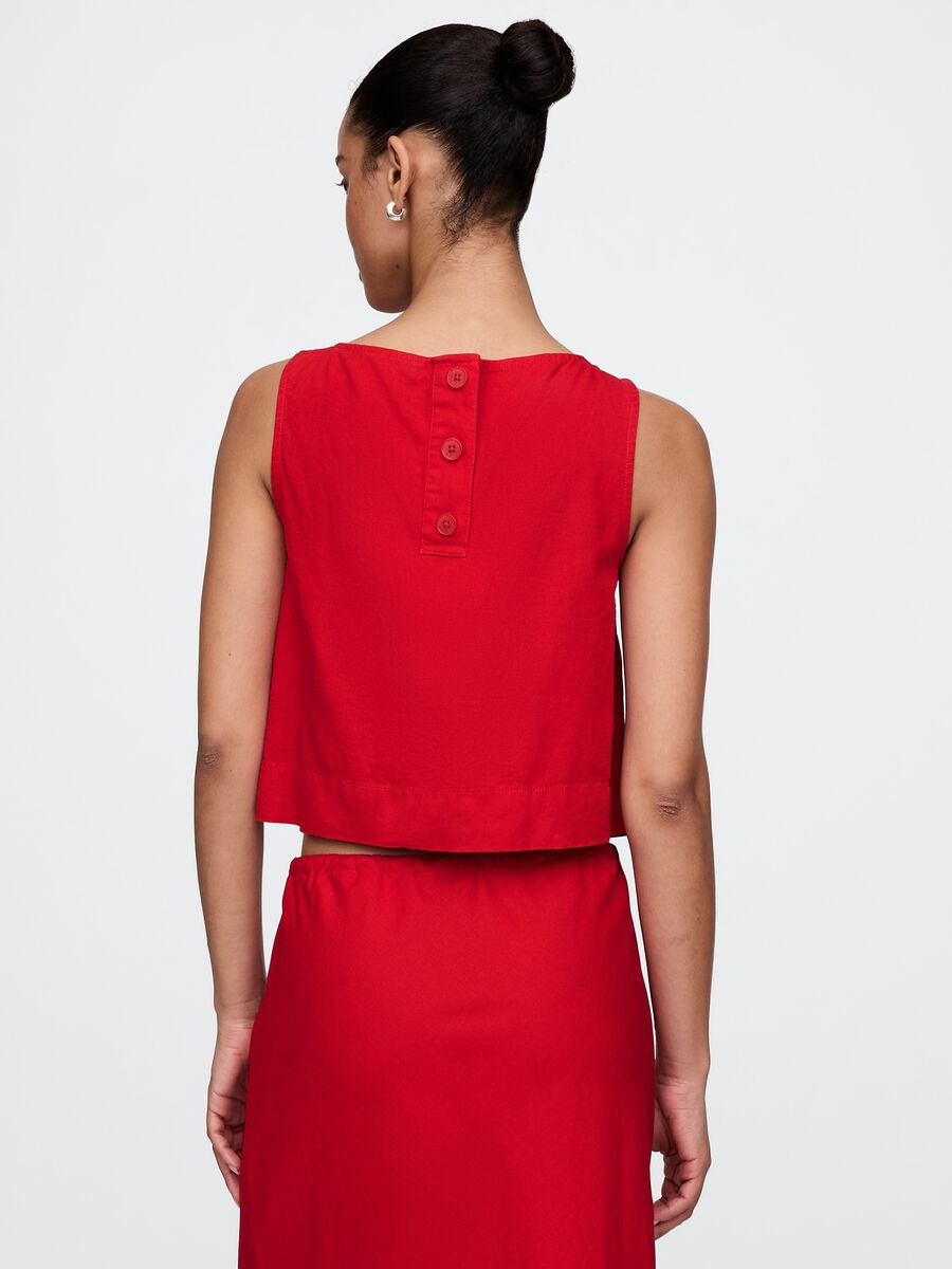Red Linen and Viscose Tank Top_2