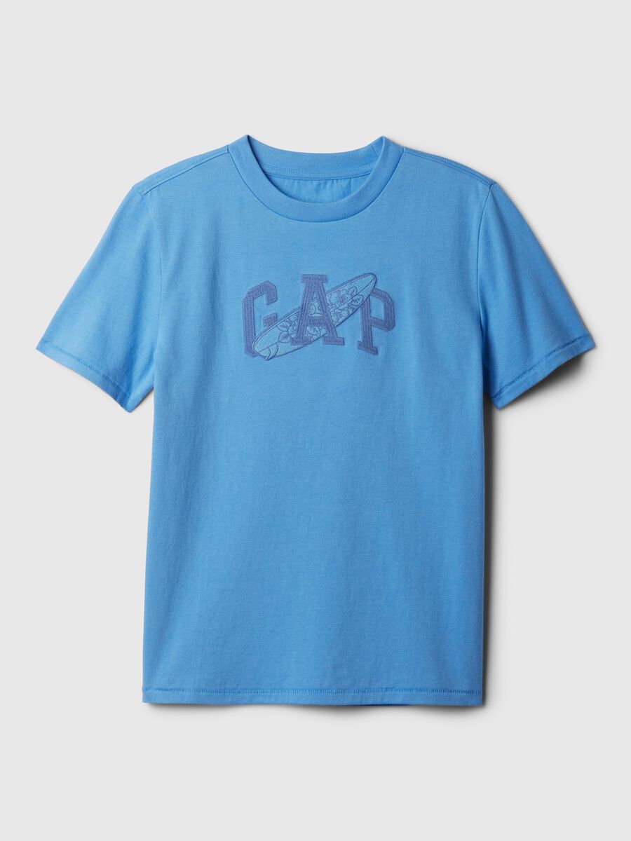 T-shirt in cotone con ricamo e logo_0