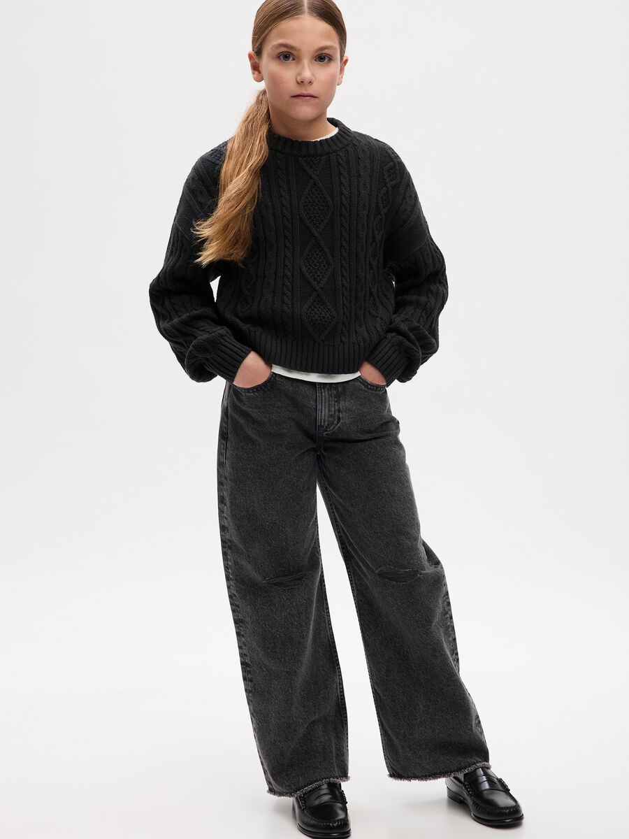 Pullover in maglia con lavorazione a trecce_0