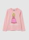 Girls' pink stretch cotton T-shirt with Super Mario print_0