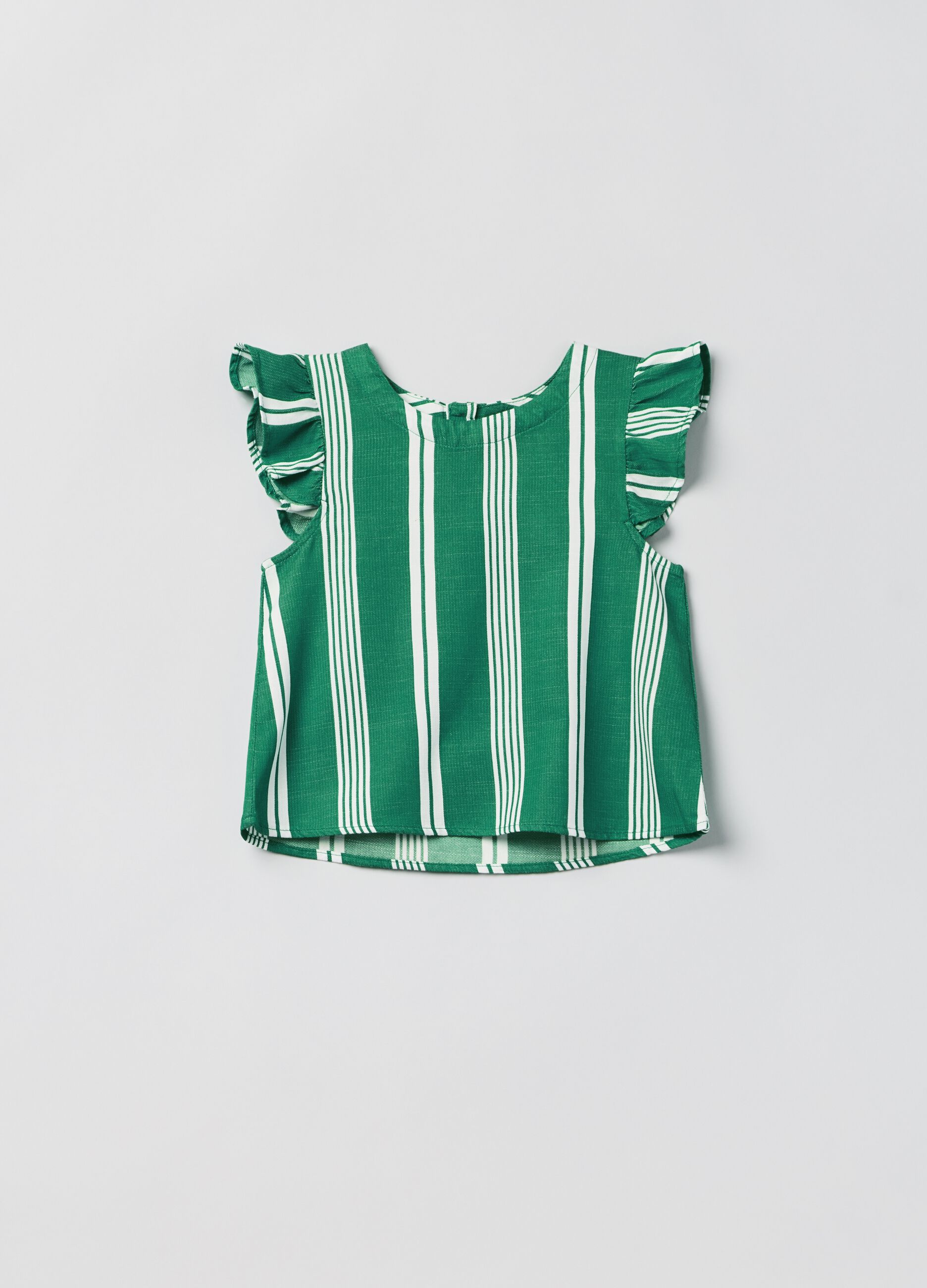 Blusa in viscosa e cotone a righe_0