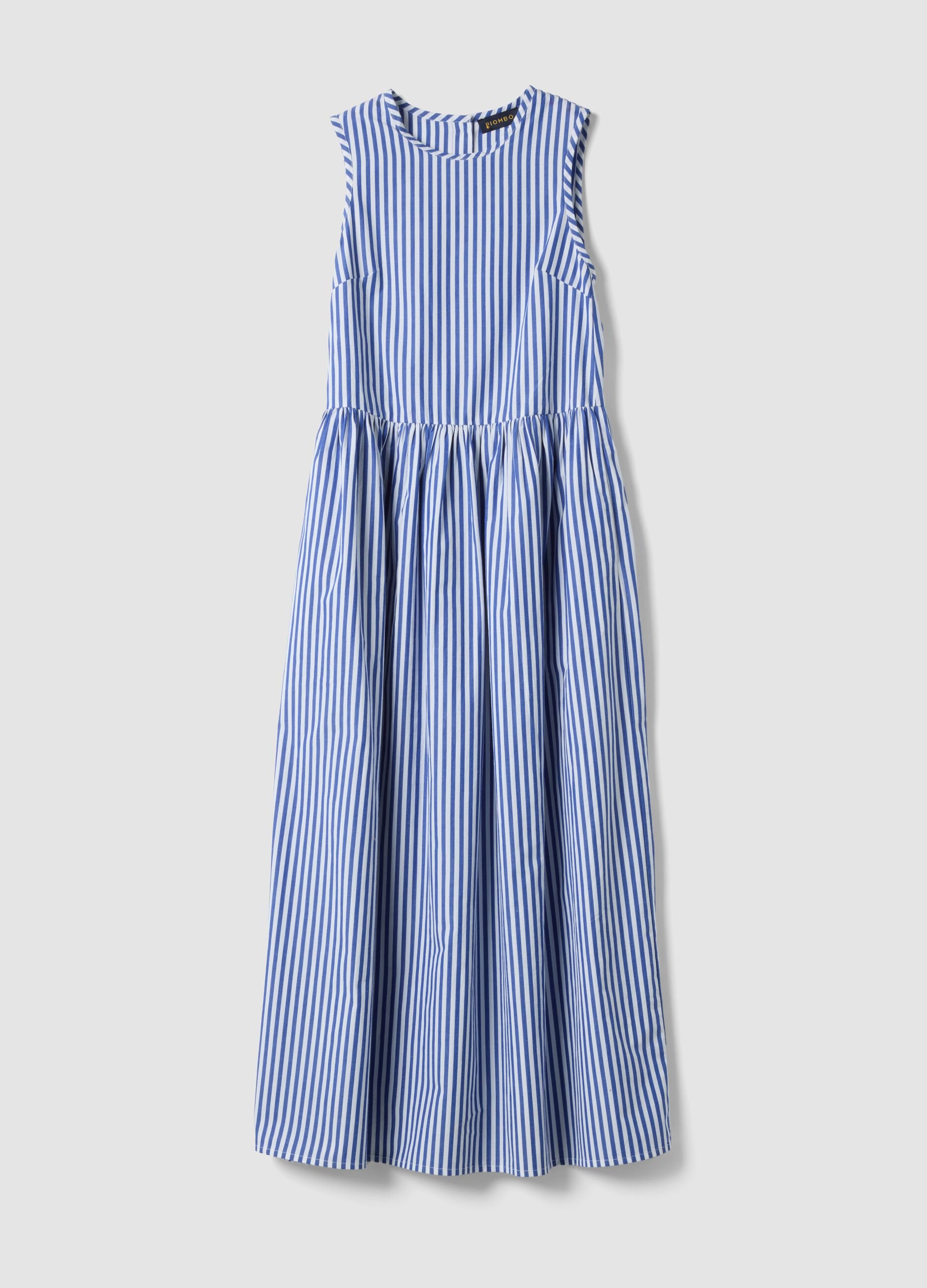 Multicolour striped pure cotton maxi dress, regular fit
