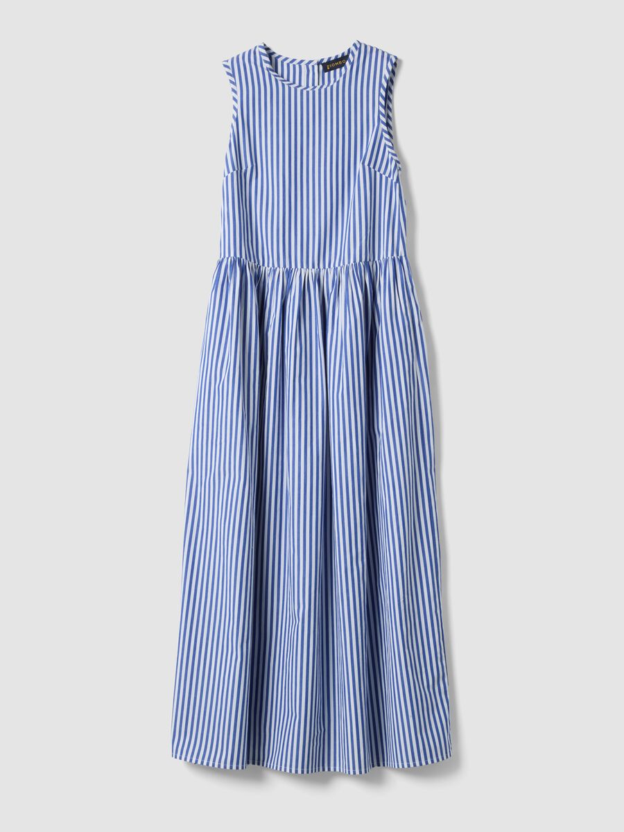 Multicolour striped pure cotton maxi dress, regular fit_4