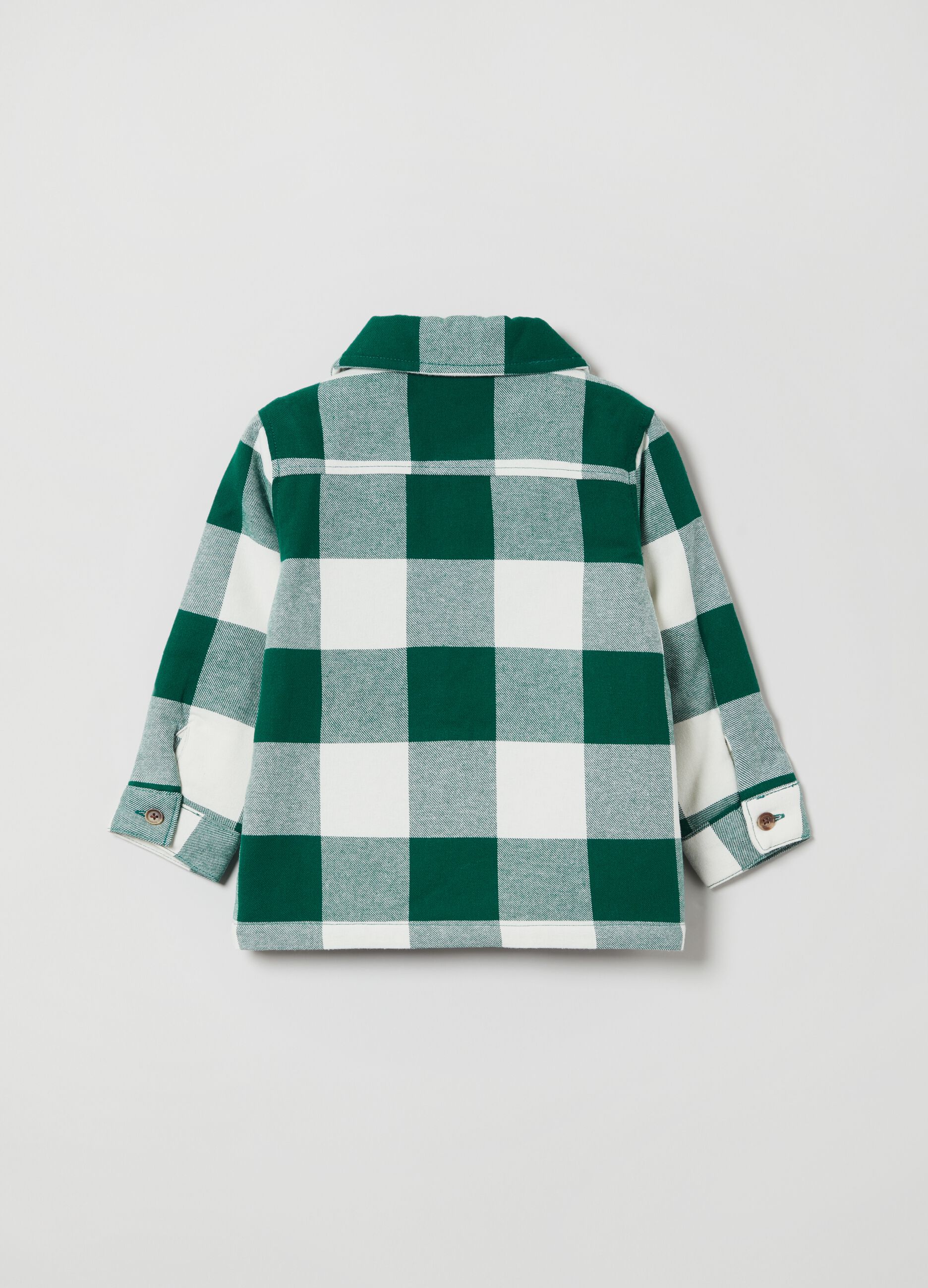 Cotton shacket with check print