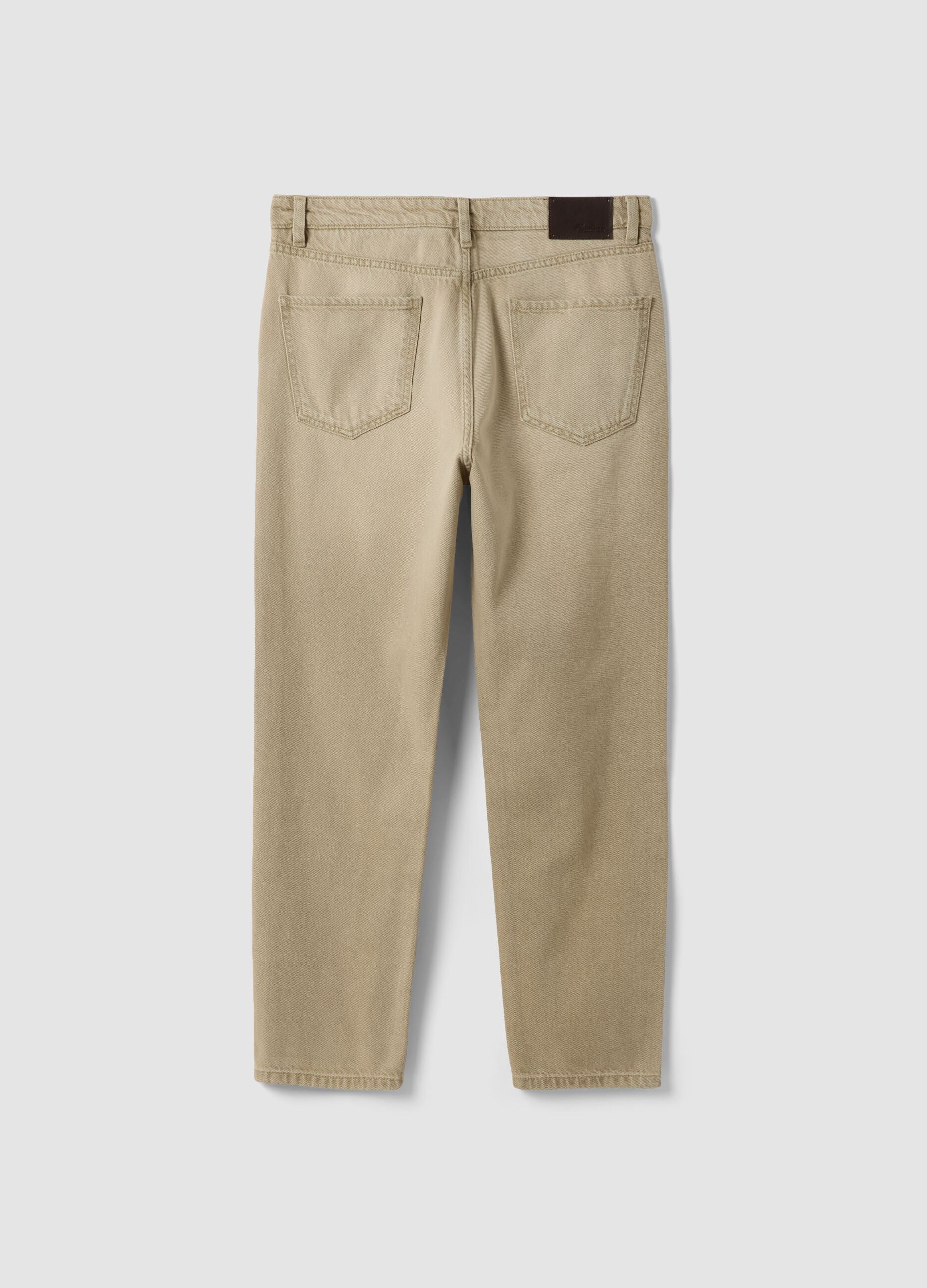 Jeans beige in misto cotone e lyocell regular tapered