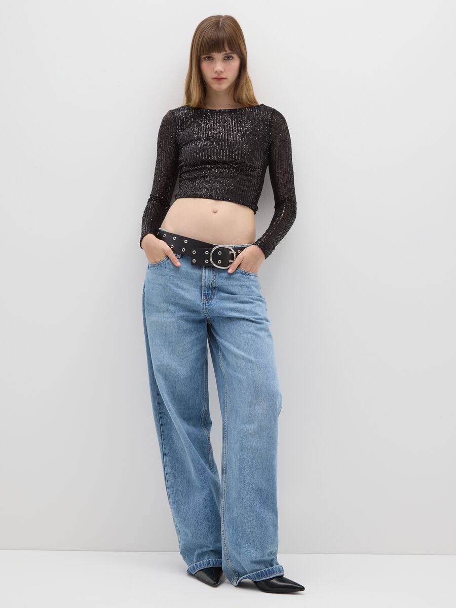 Black long-sleeve t-shirt with sequins_1