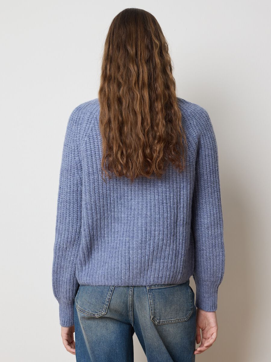 Cardigan blu a coste vestibilità over_1