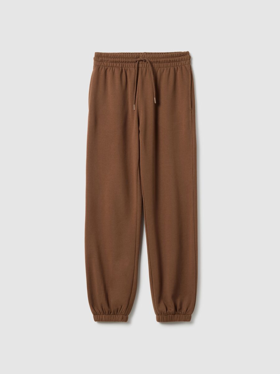 Brown Cotton Blend Regular Fit Jogger Trousers_4