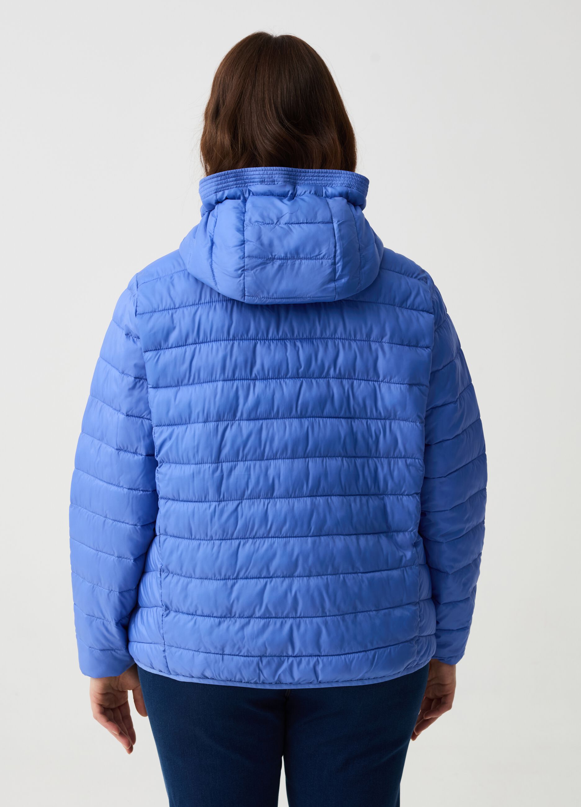 Curvy ultralight down jacket with hood