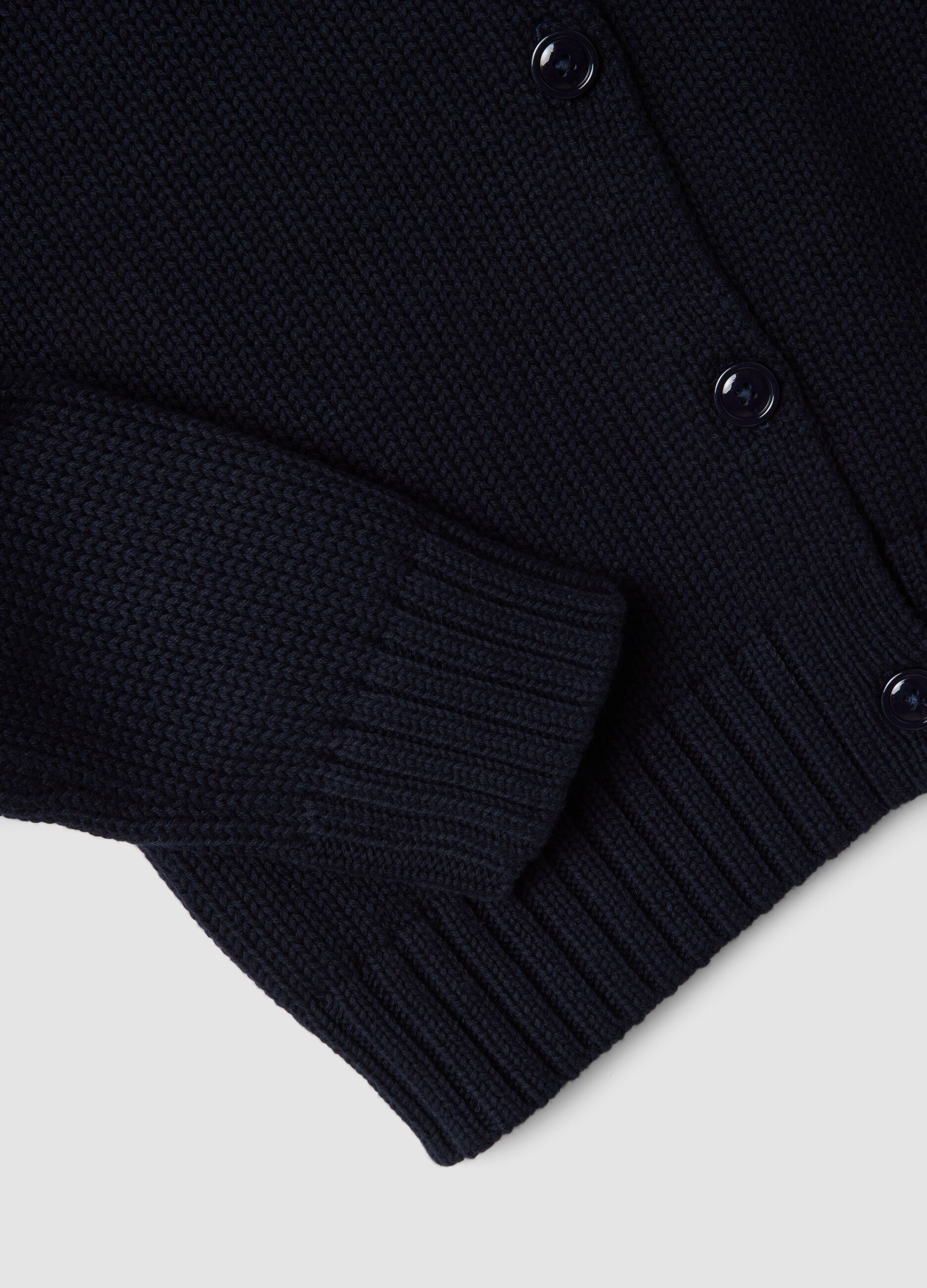 Navy pure cotton cardigan with buttons, regular fit