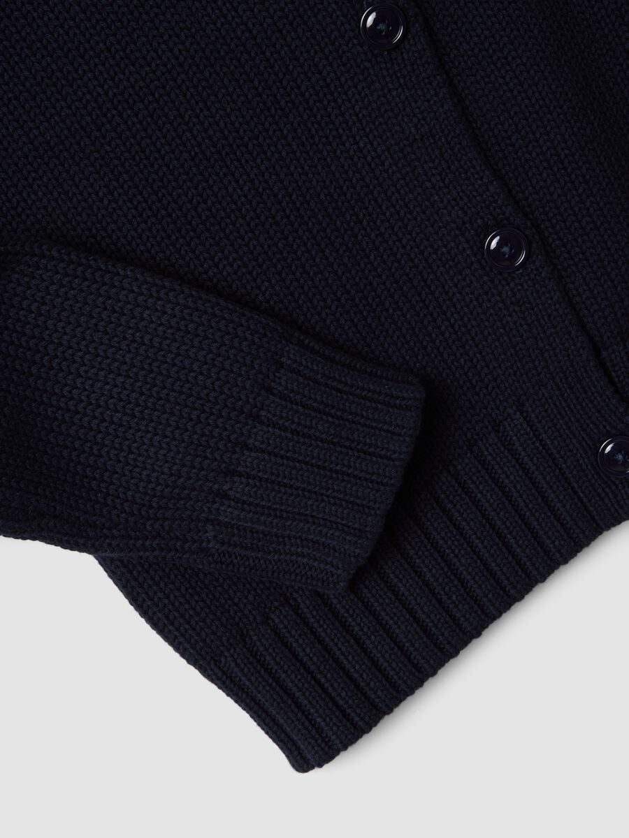 Cardigan blu in puro cotone con bottoni regular fit_1