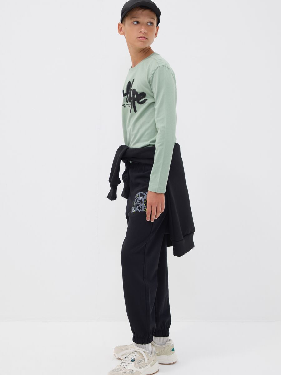 Pantaloni jogger neri in puro cotone_2