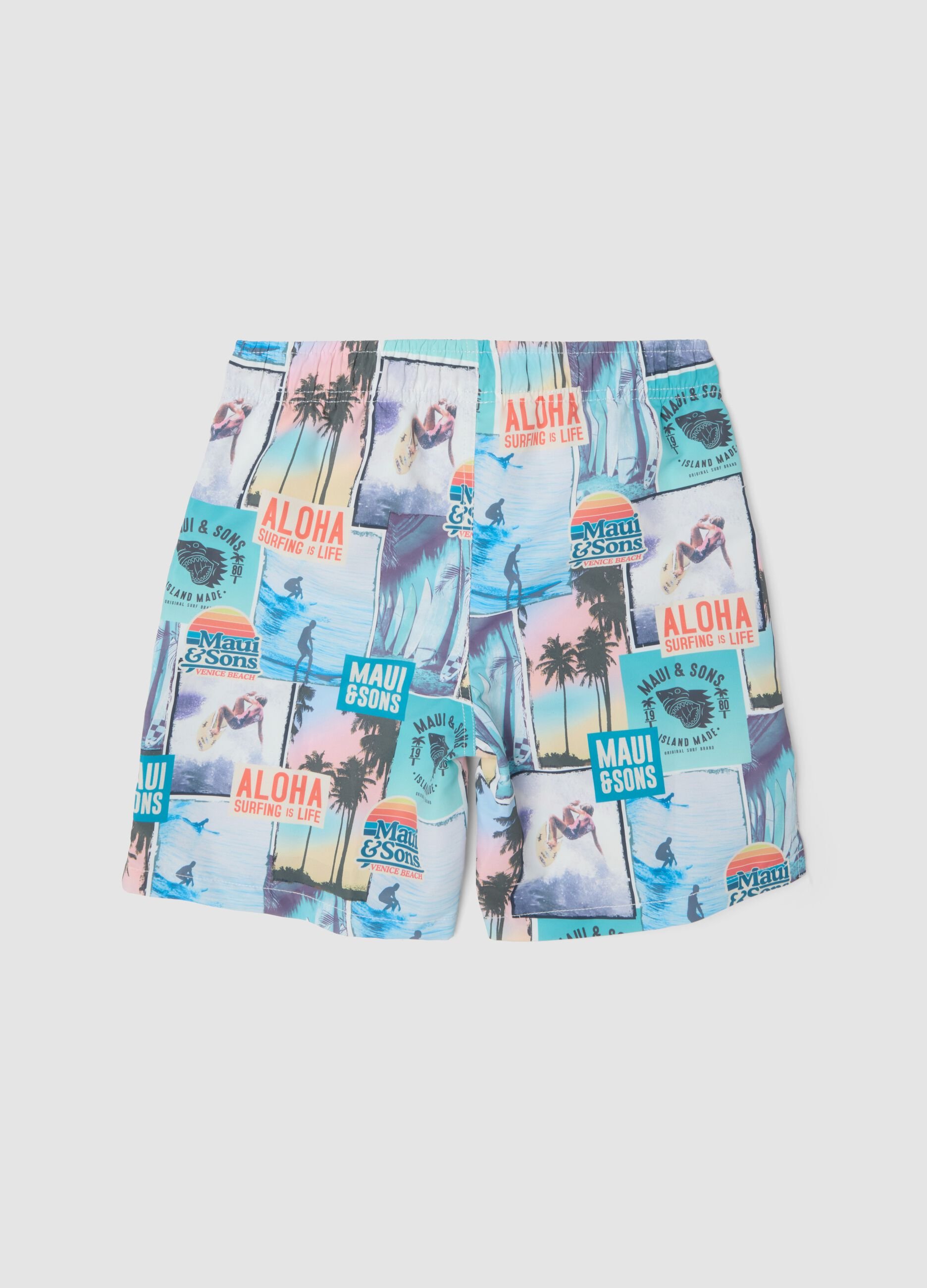 Multicoloured tropical print swim shorts