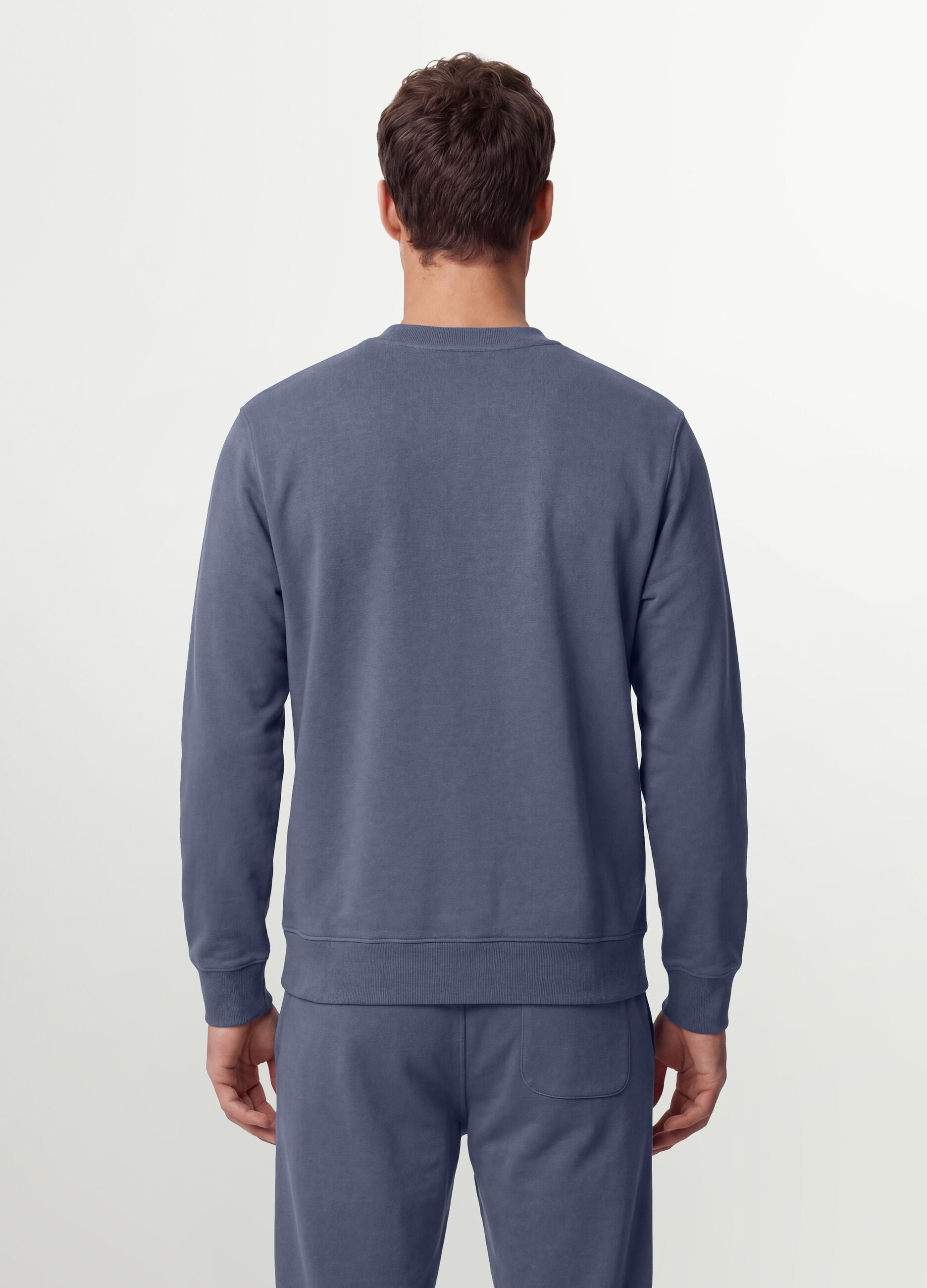 Grey crew-neck cotton-blend sweatshirt, regular fit