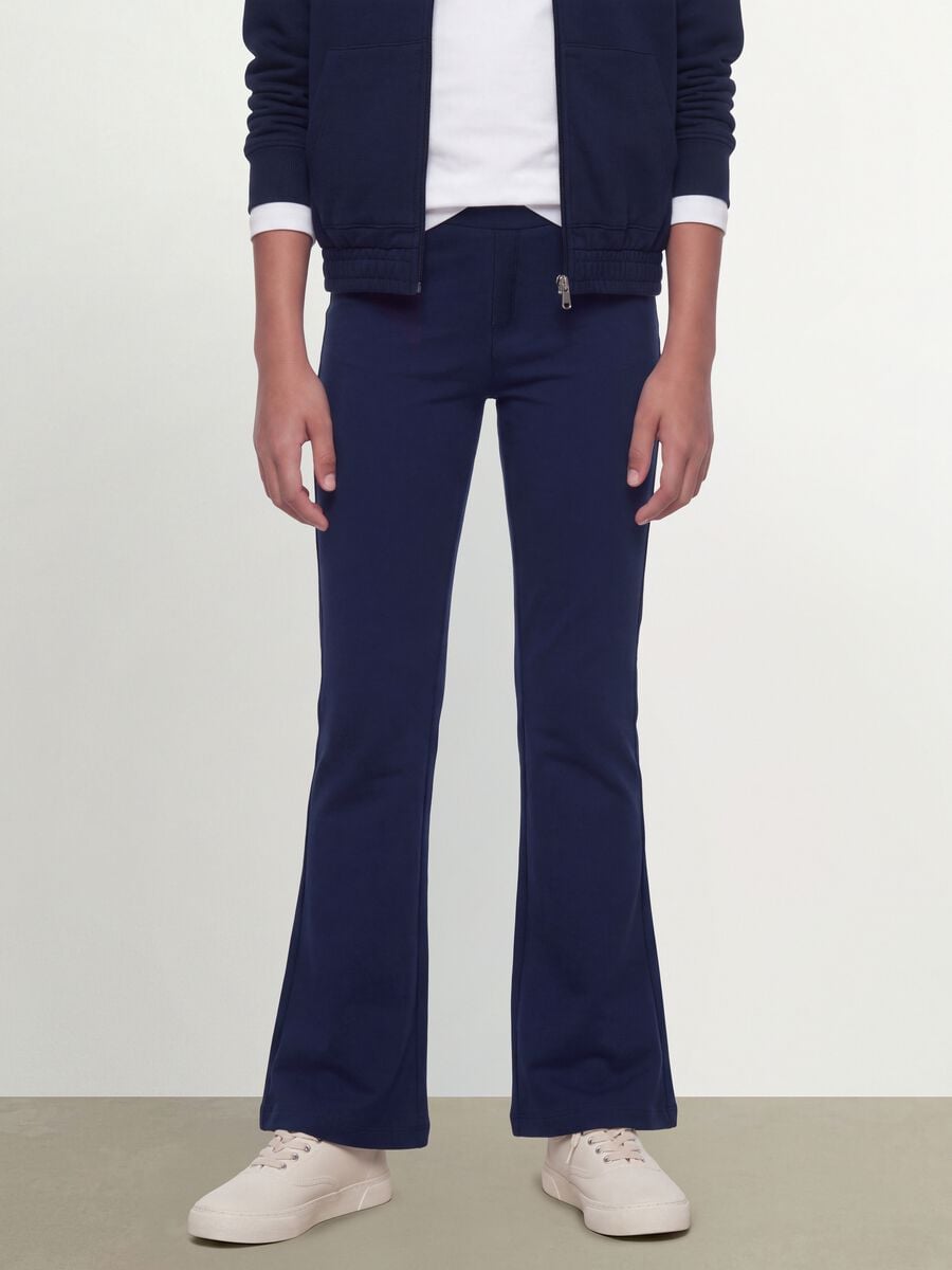Pantaloni blu in cotone organico elasticizzato slim fit per ragazza_1