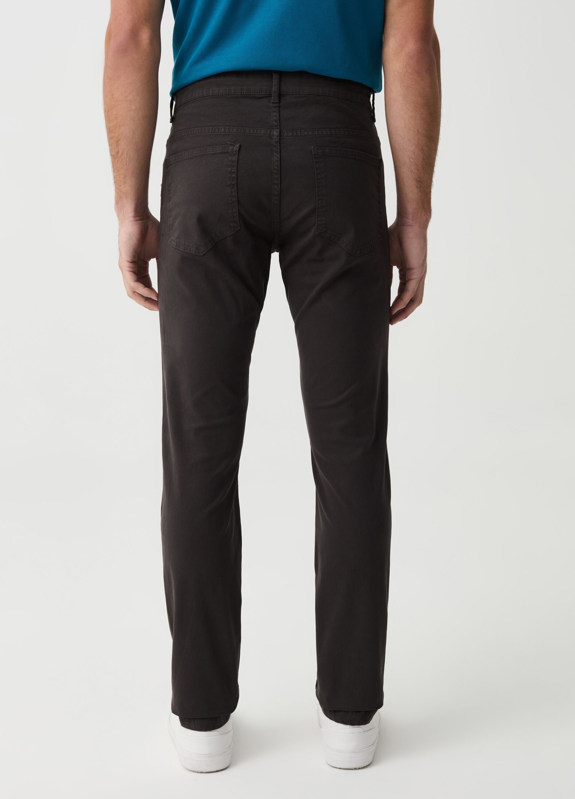 Five-pocket stretch cotton trousers