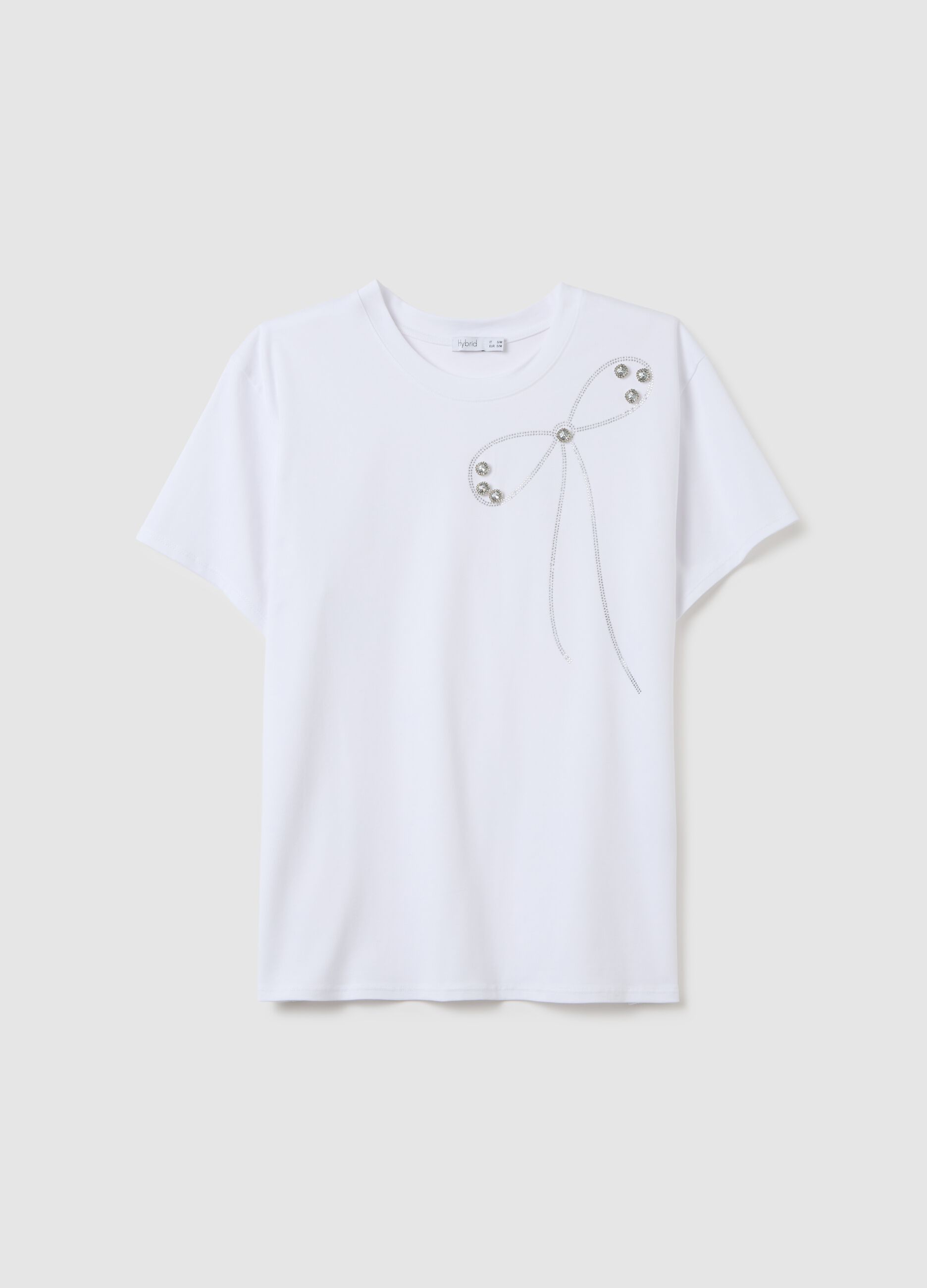 T-shirt da donna in cotone elasticizzato bianca regular fit