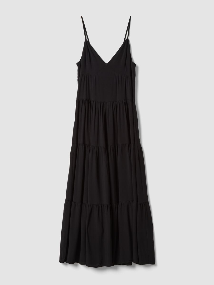 Long black dress in pure viscose_0