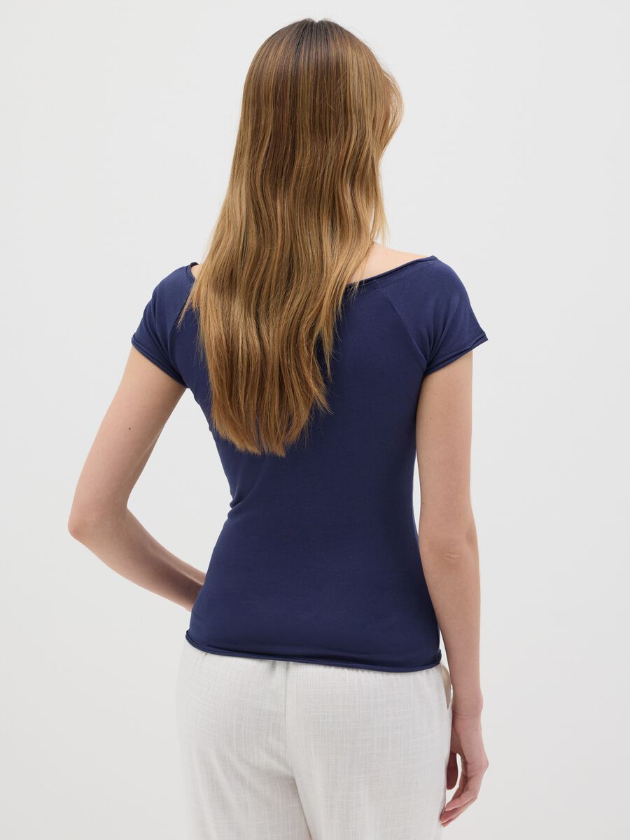 Fitted blue short-sleeve cotton T-shirt_2