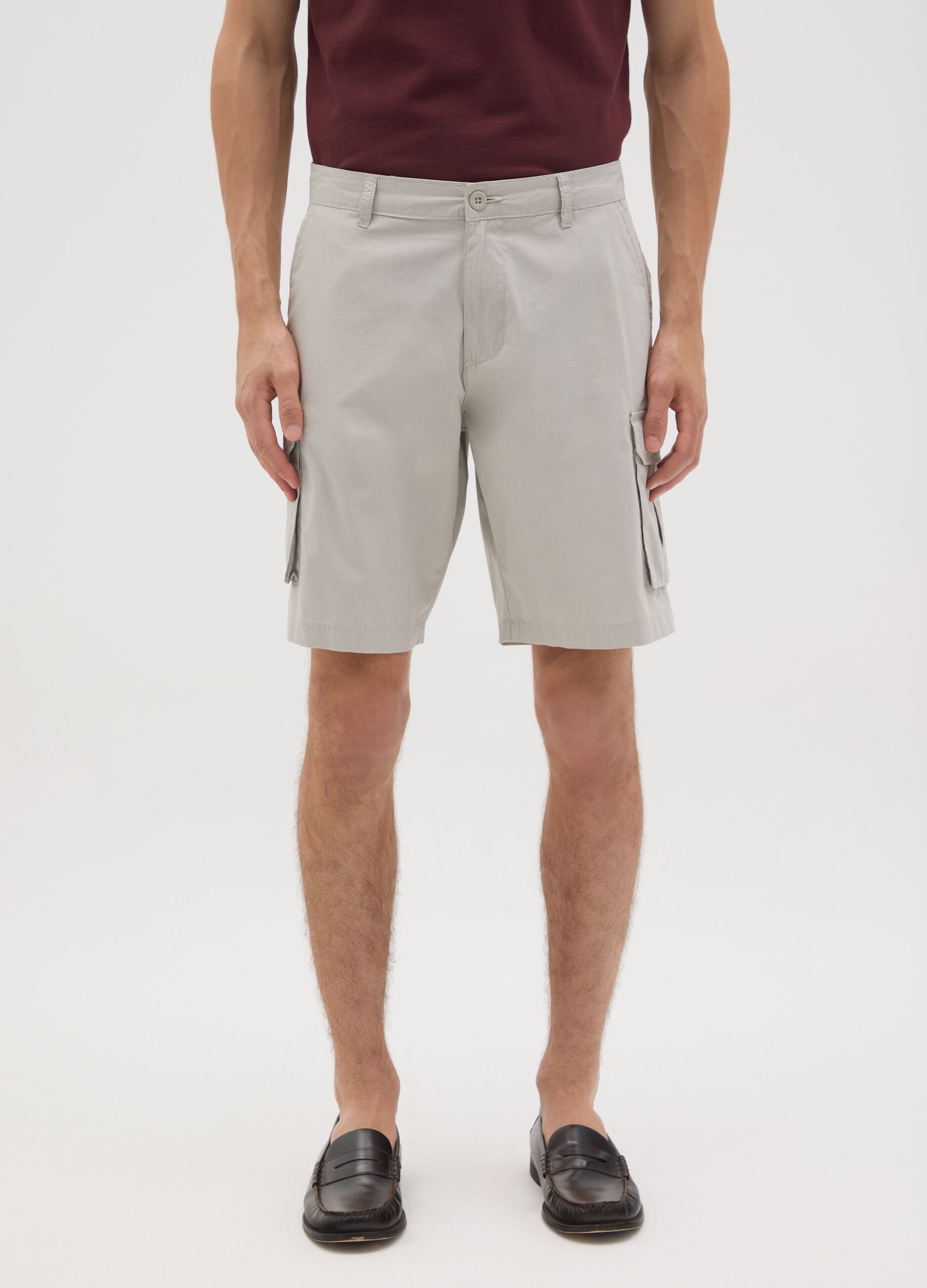 Men's beige pure cotton shorts regular fit