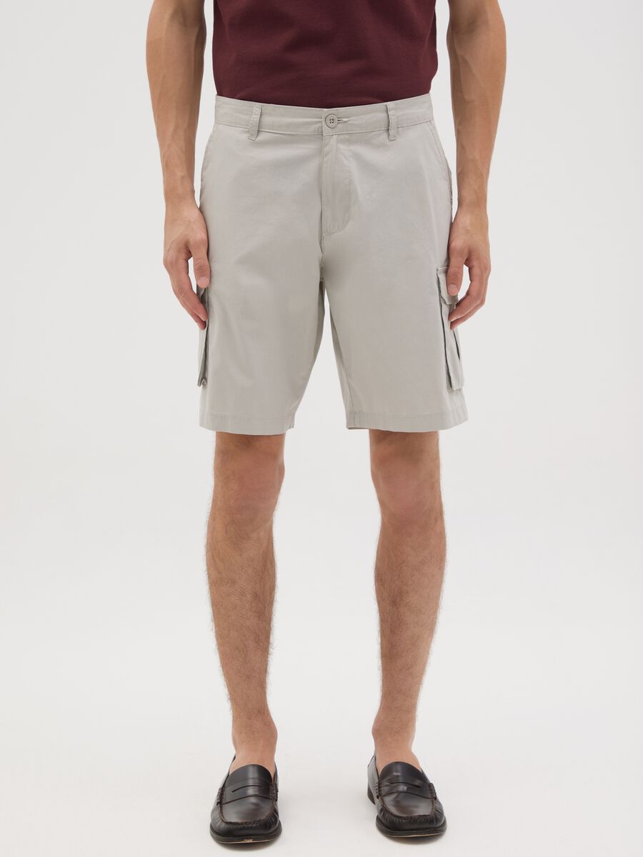 Men's beige pure cotton shorts regular fit_1