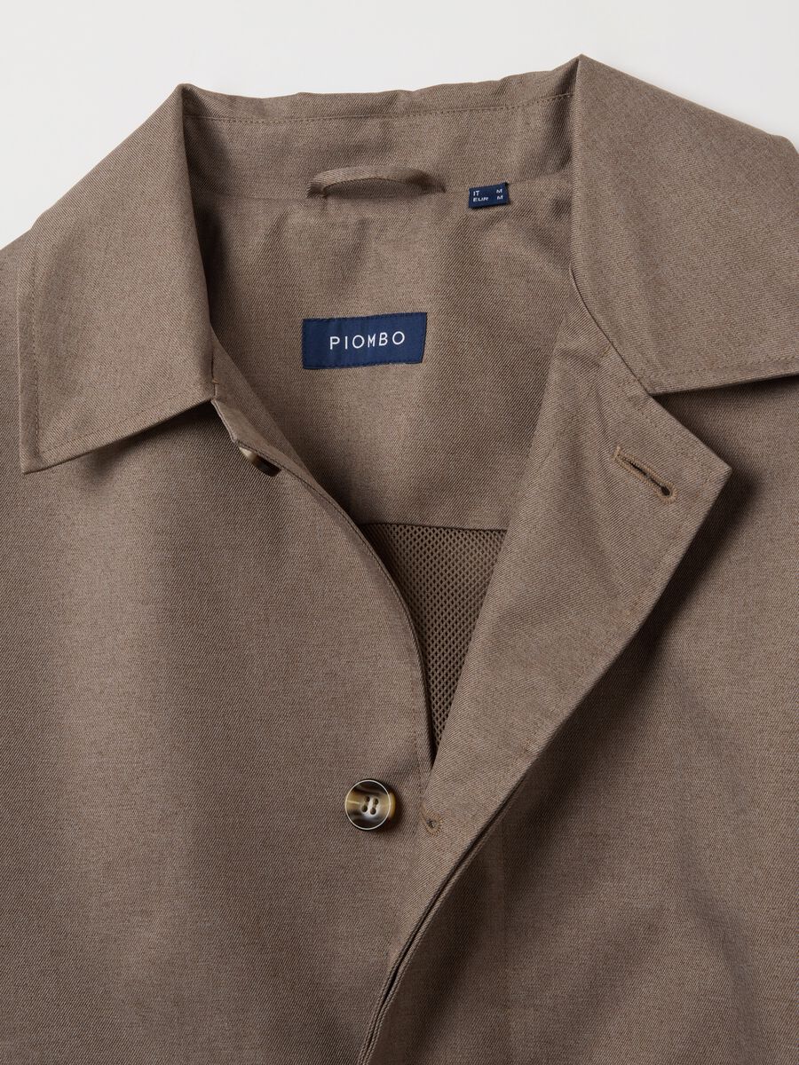 Trench marrone con tasche laterali e zip_5