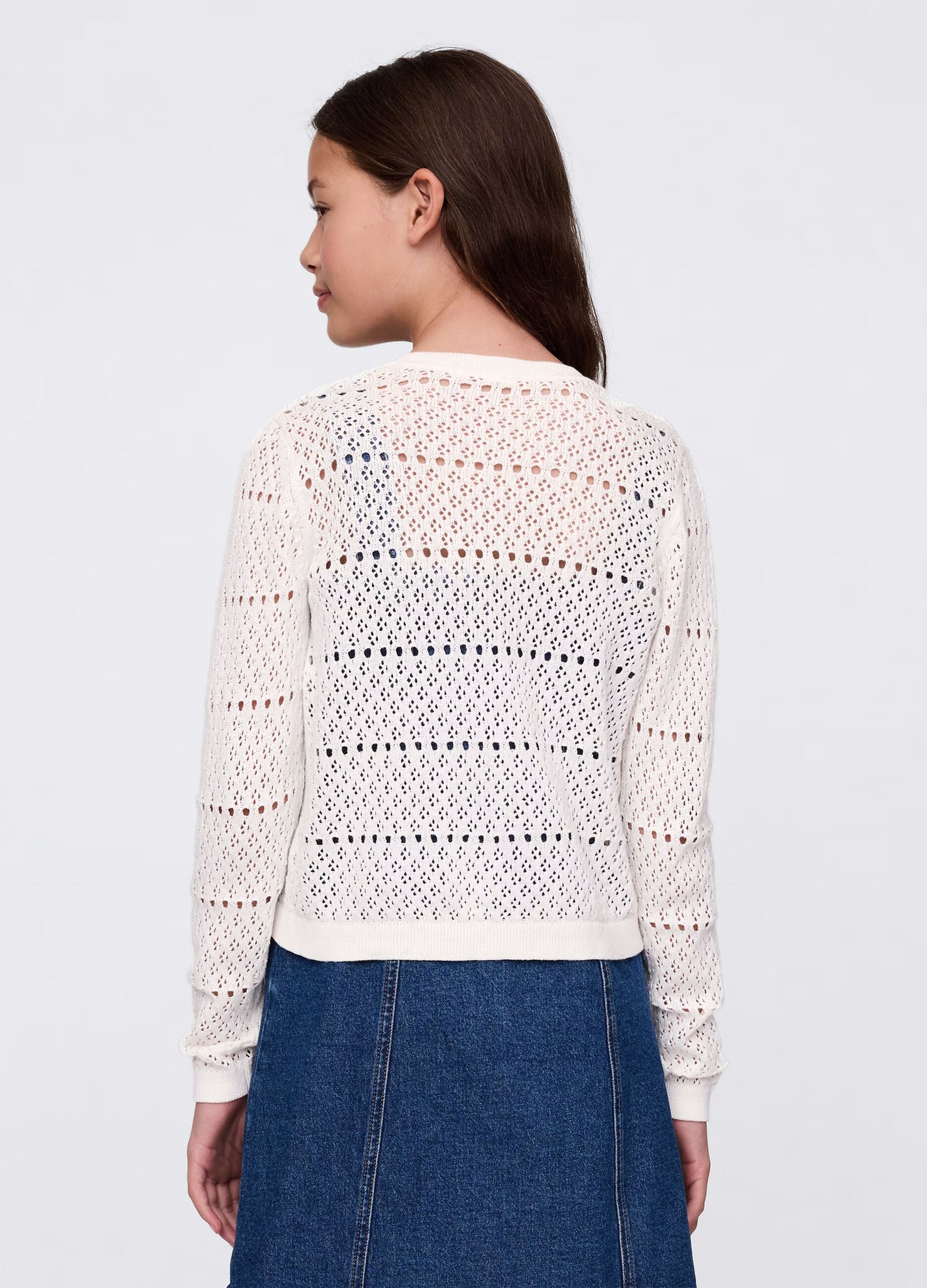 White cardigan with openwork design