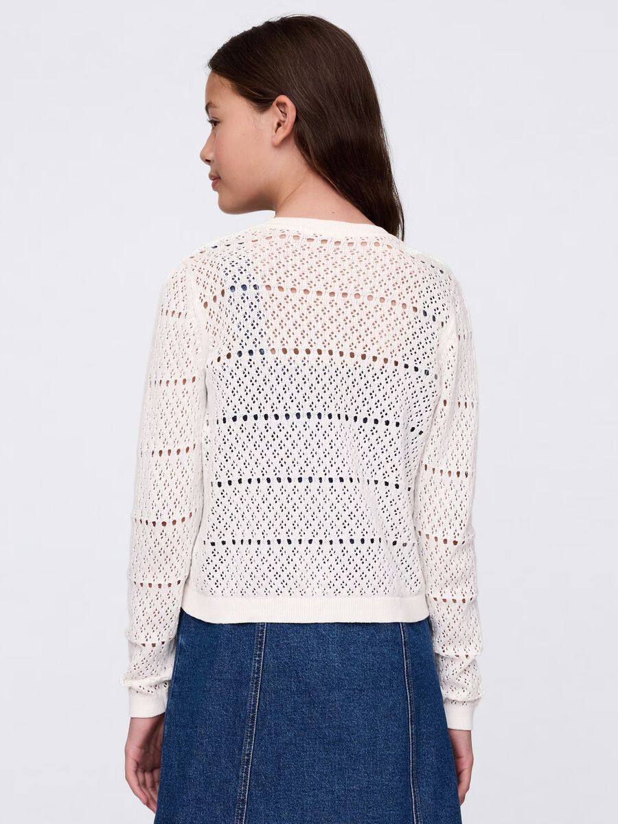 White cardigan with openwork design_2