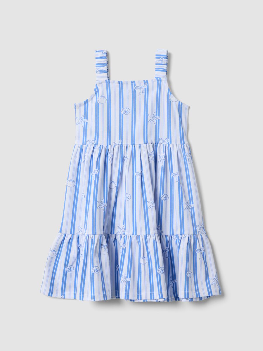 Girls&rsquo; multicolour striped pure cotton dress, regular fit_1