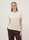 Beige short-sleeve stretch viscose T-shirt_0