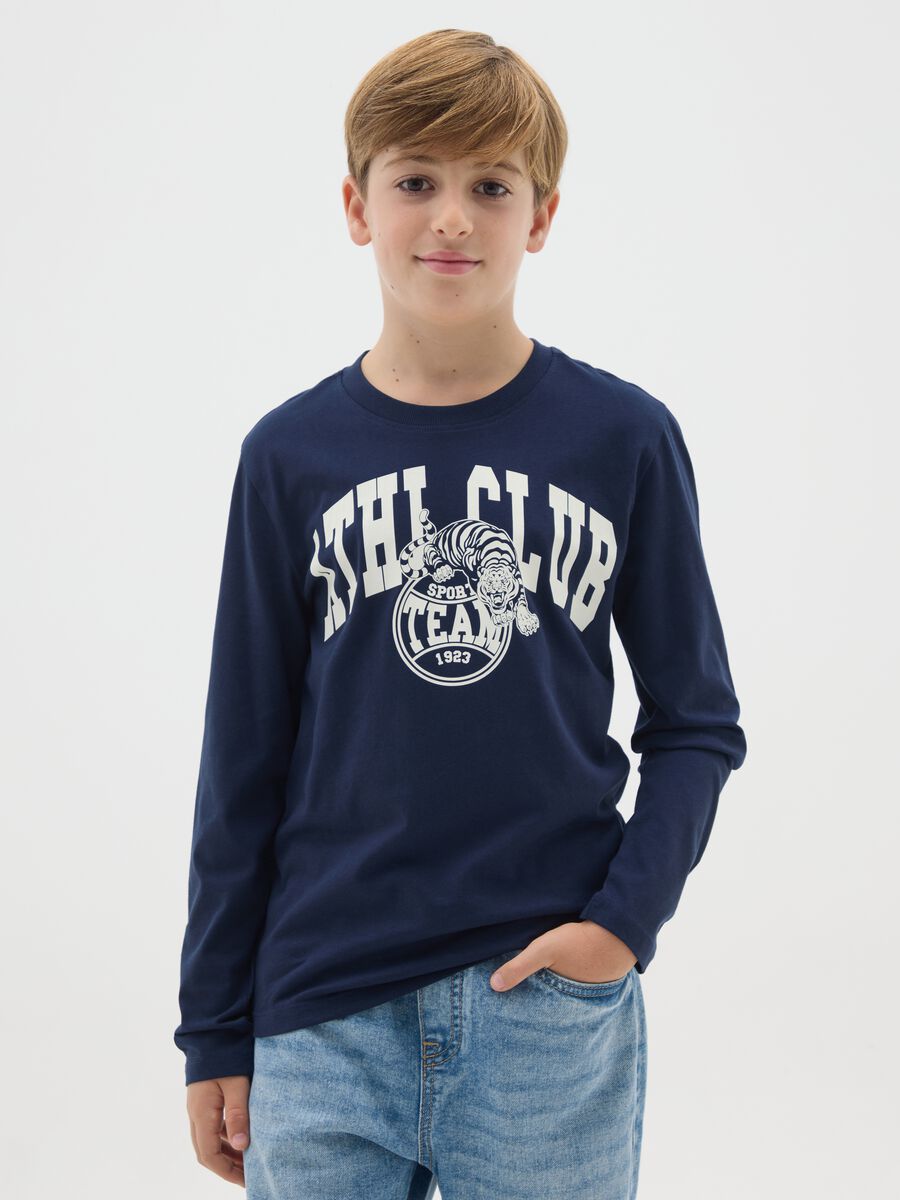 Boys' blue pure cotton T-shirt regular fit_0