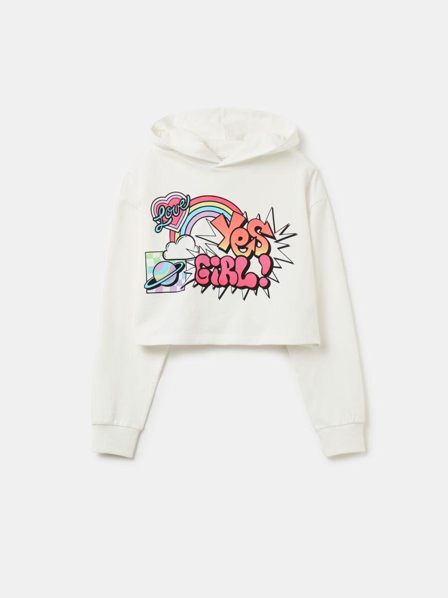 Crop sweatshirt with hood and print_3