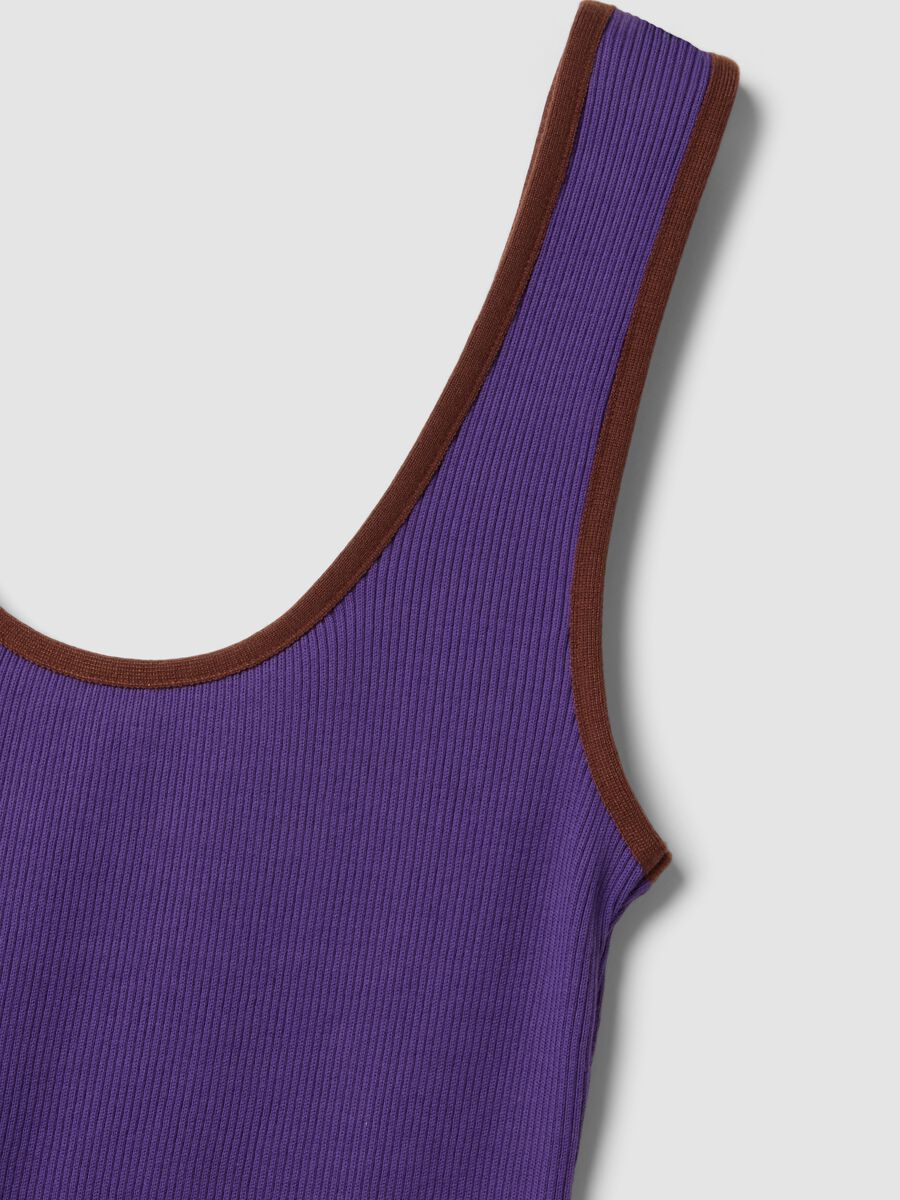 Tank top viola in puro cotone a costine_5
