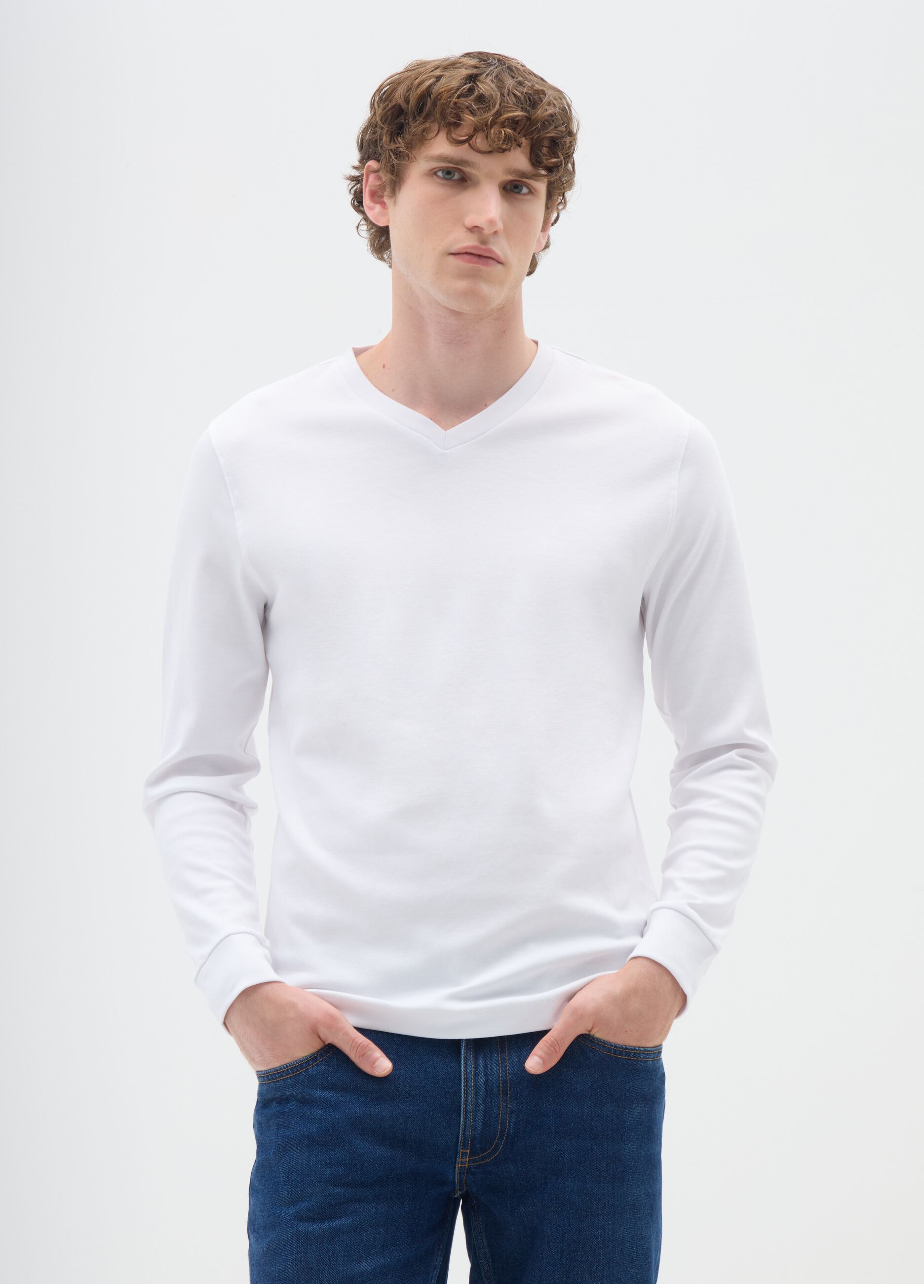 White long-sleeve cotton shirt