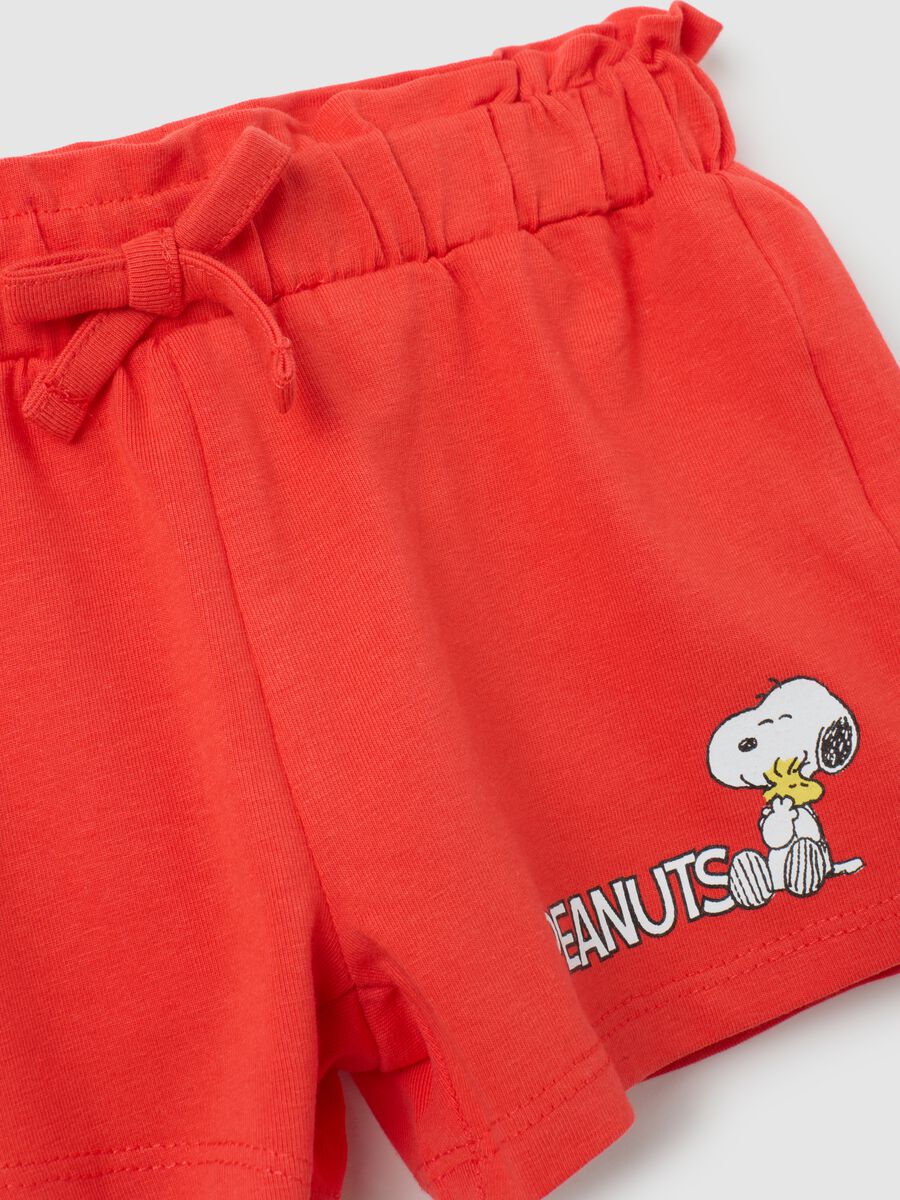 Girls' White Cotton Regular Fit Set with Snoopy Print_2