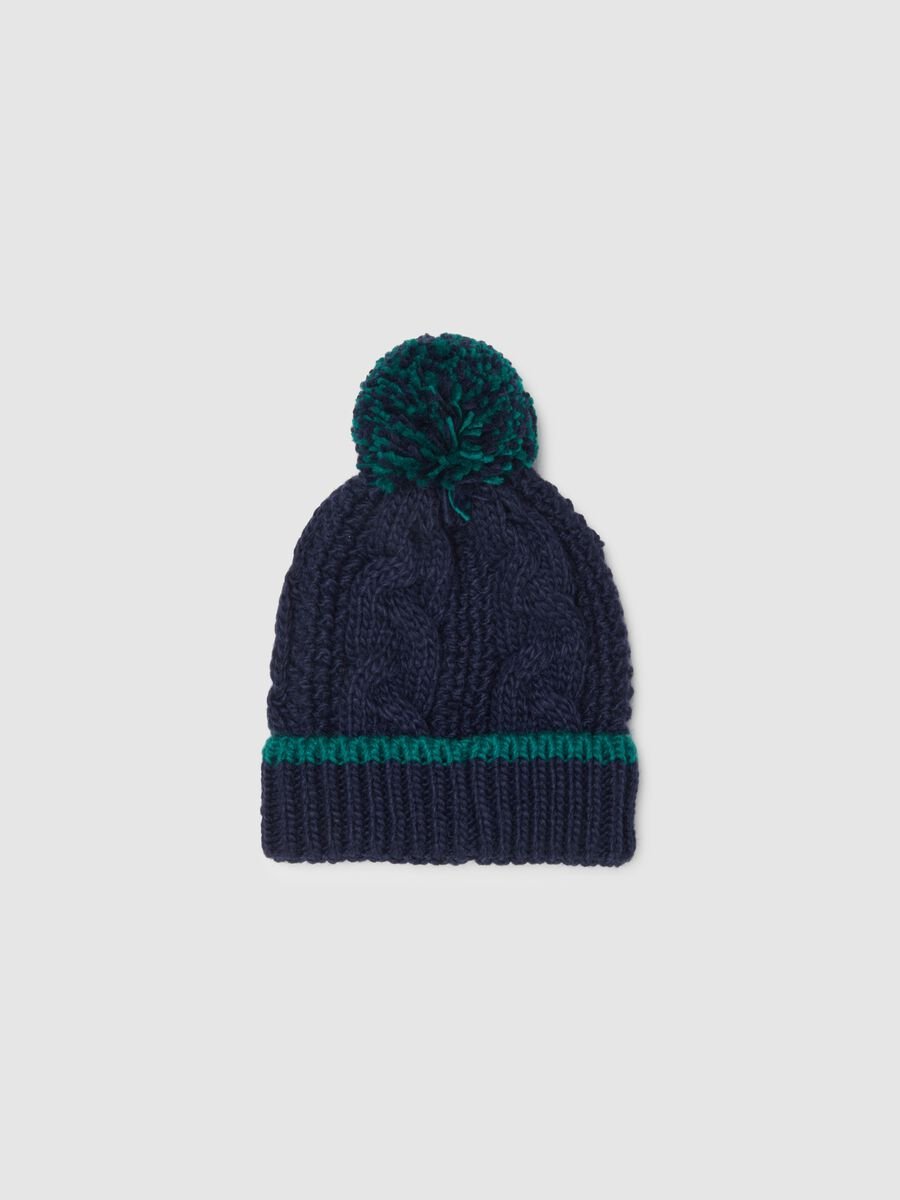 Berretto beanie multicolor da bambino con pompon_2