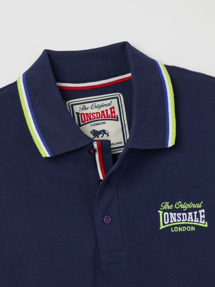 Lonsdale blue polo shirt with short sleeves in cotton_5