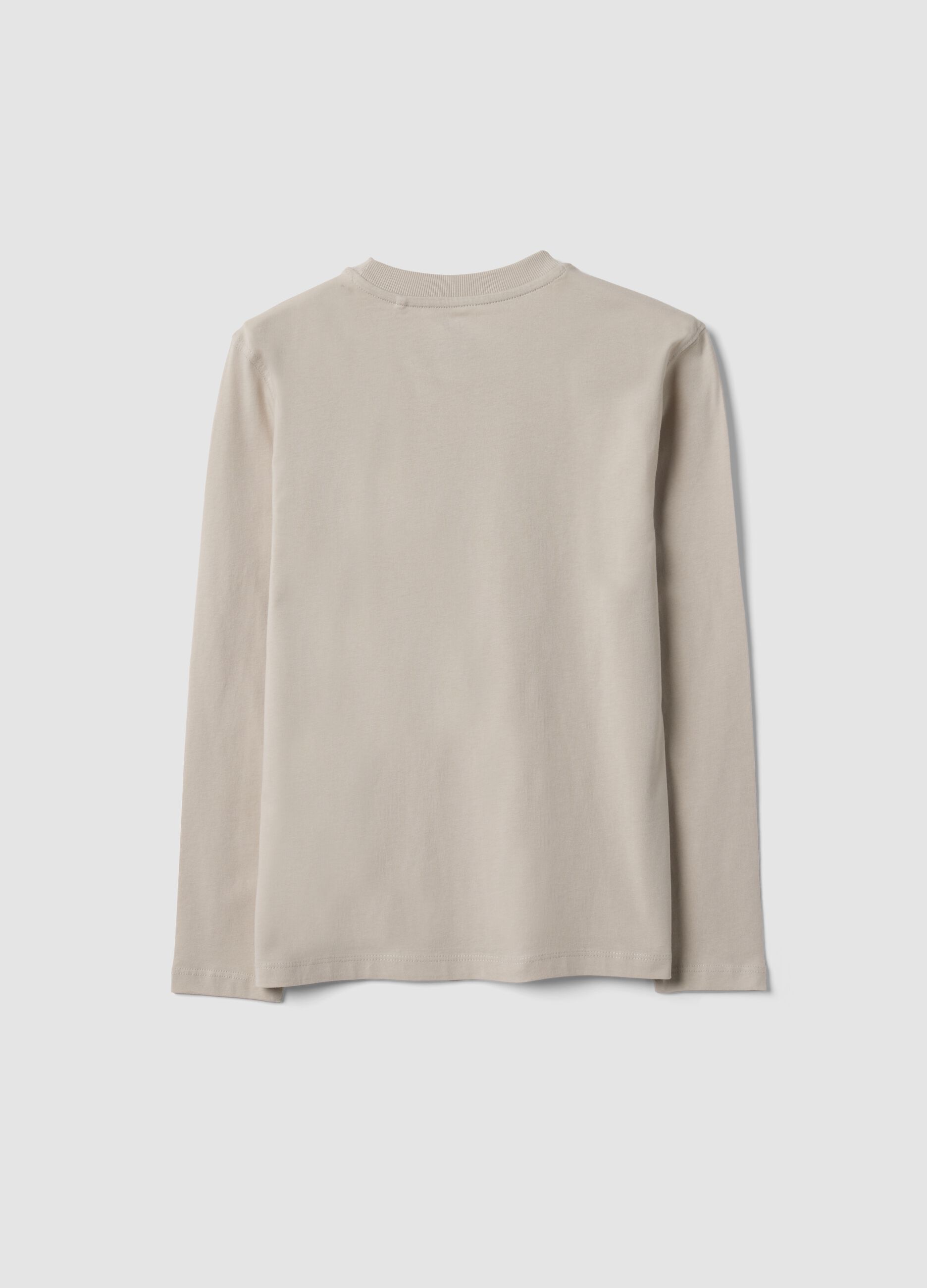 T-shirt grigia in puro cotone organico con stampa per ragazzo