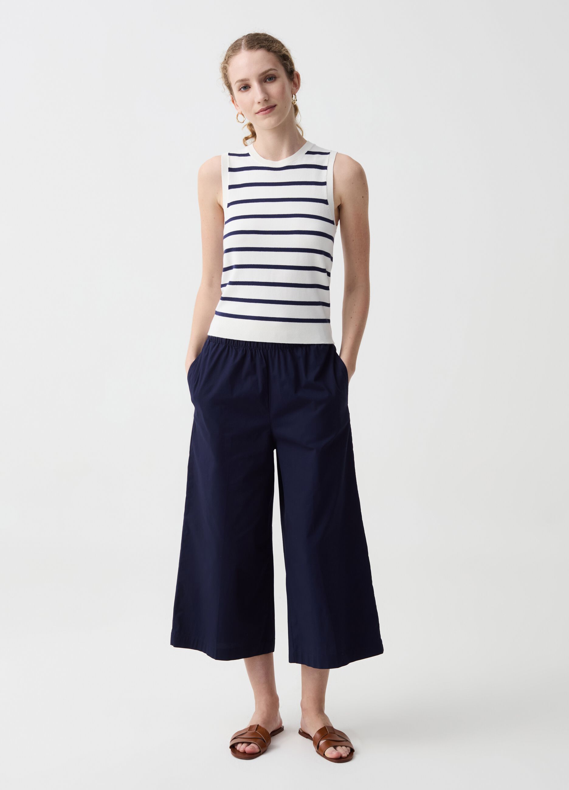 Pantalone capri wide leg
