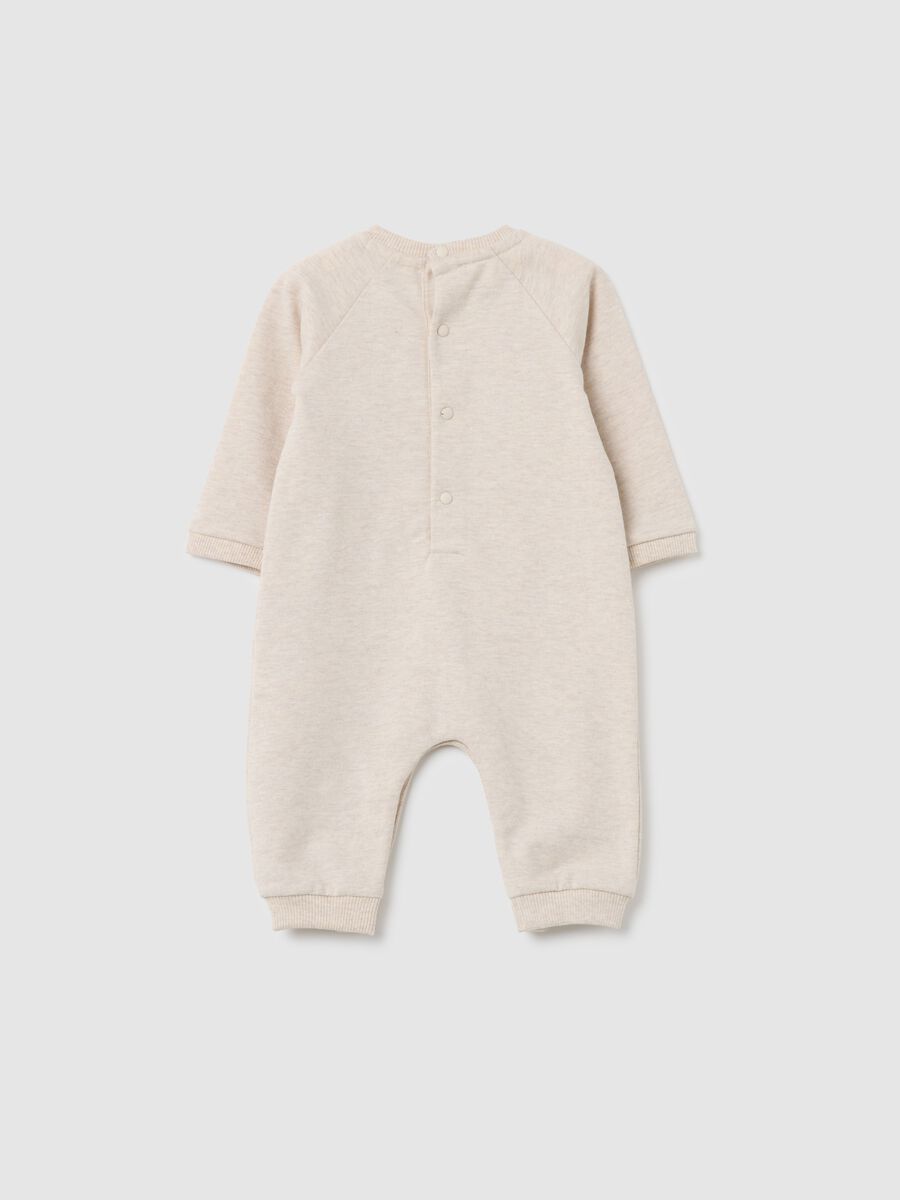 Tutina da neonato in puro cotone beige con orsetto_1