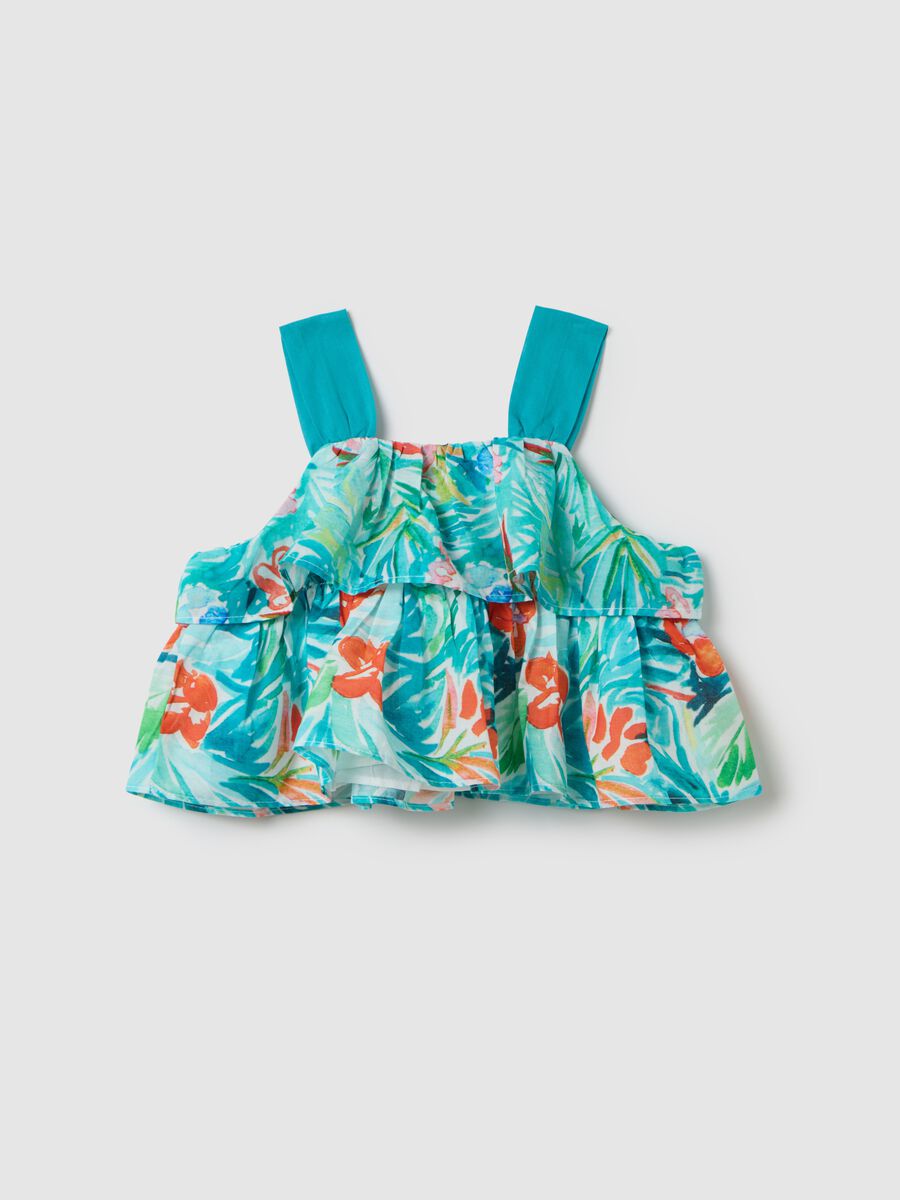 Multicoloured blouse with flounces in cotton_1