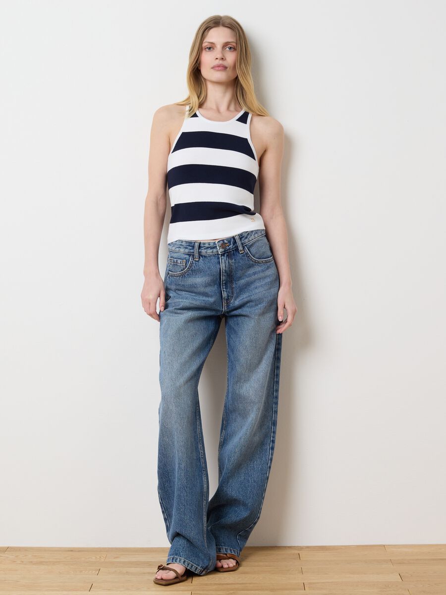 Multicolour viscose blend fitted women's top_0